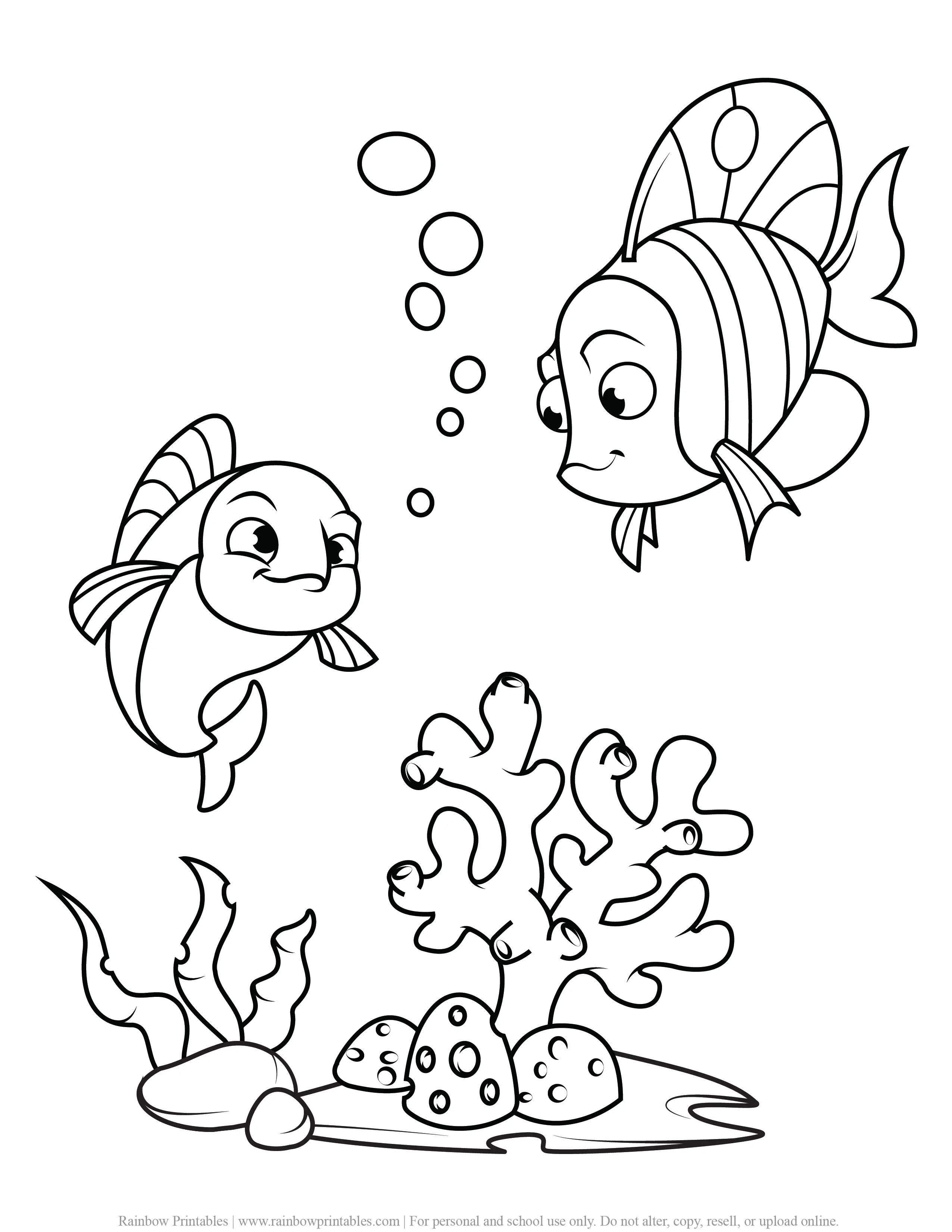 Under The Sea Ocean Animals Coloring Pages - Rainbow Printables