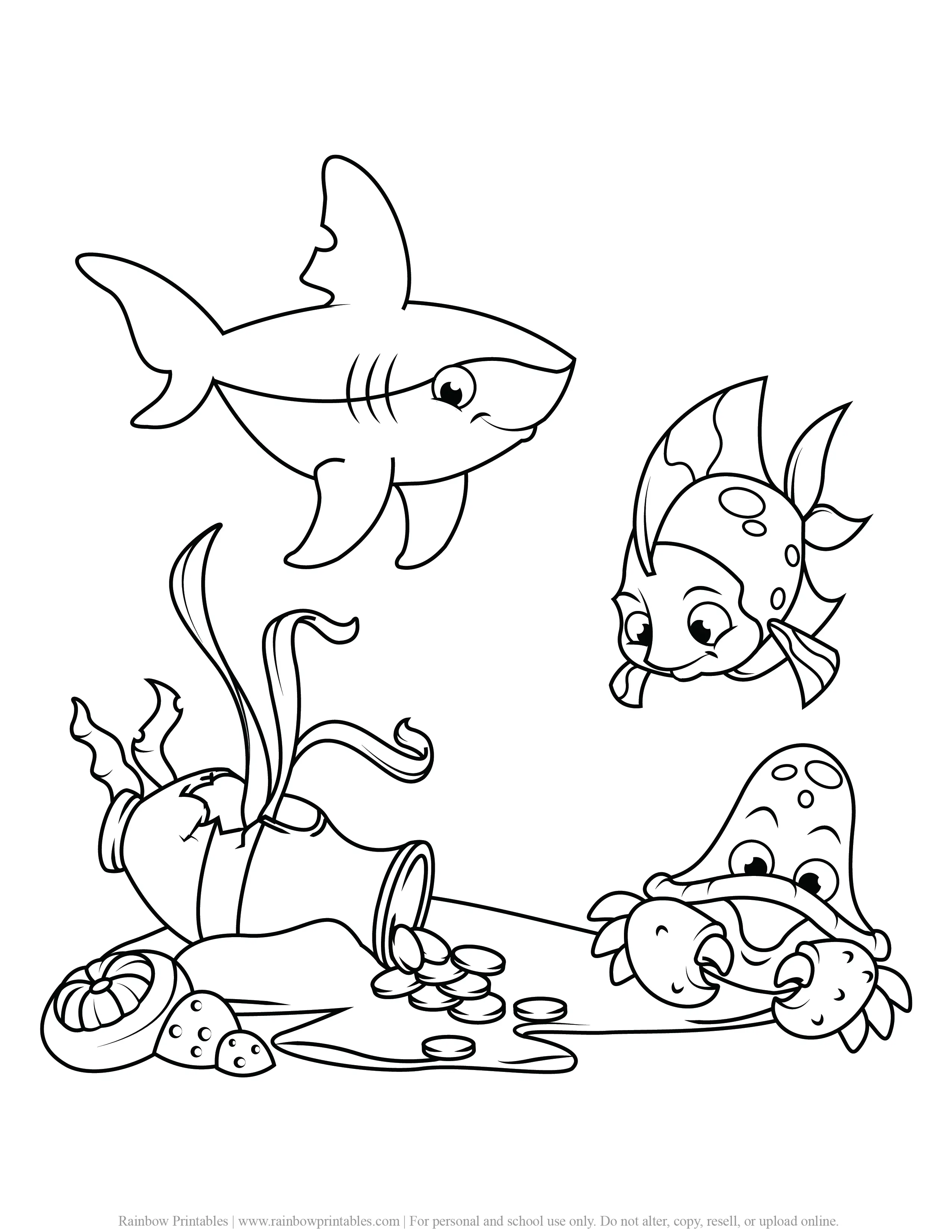 Under The Sea Ocean Animals Coloring Pages Rainbow Printables
