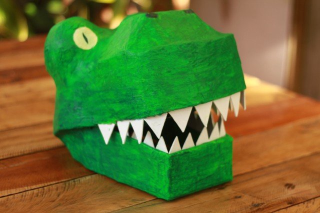 Recycled Paper Mache Dinosaur Mask