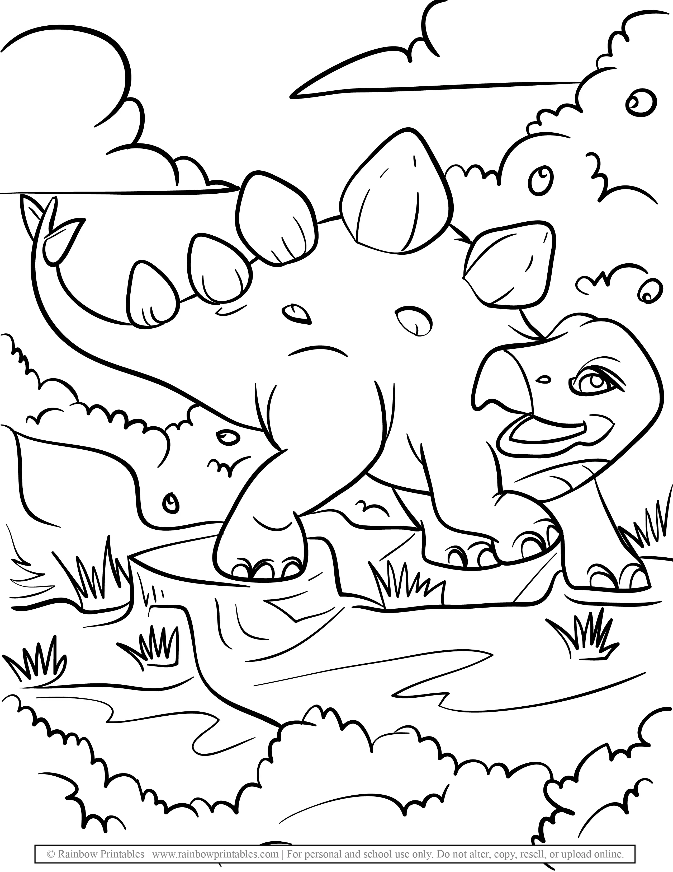 CUTE Stegosaurus Dinosaur Dino in Grassy Swamp Coloring Pages for Kids Extinct Animals
