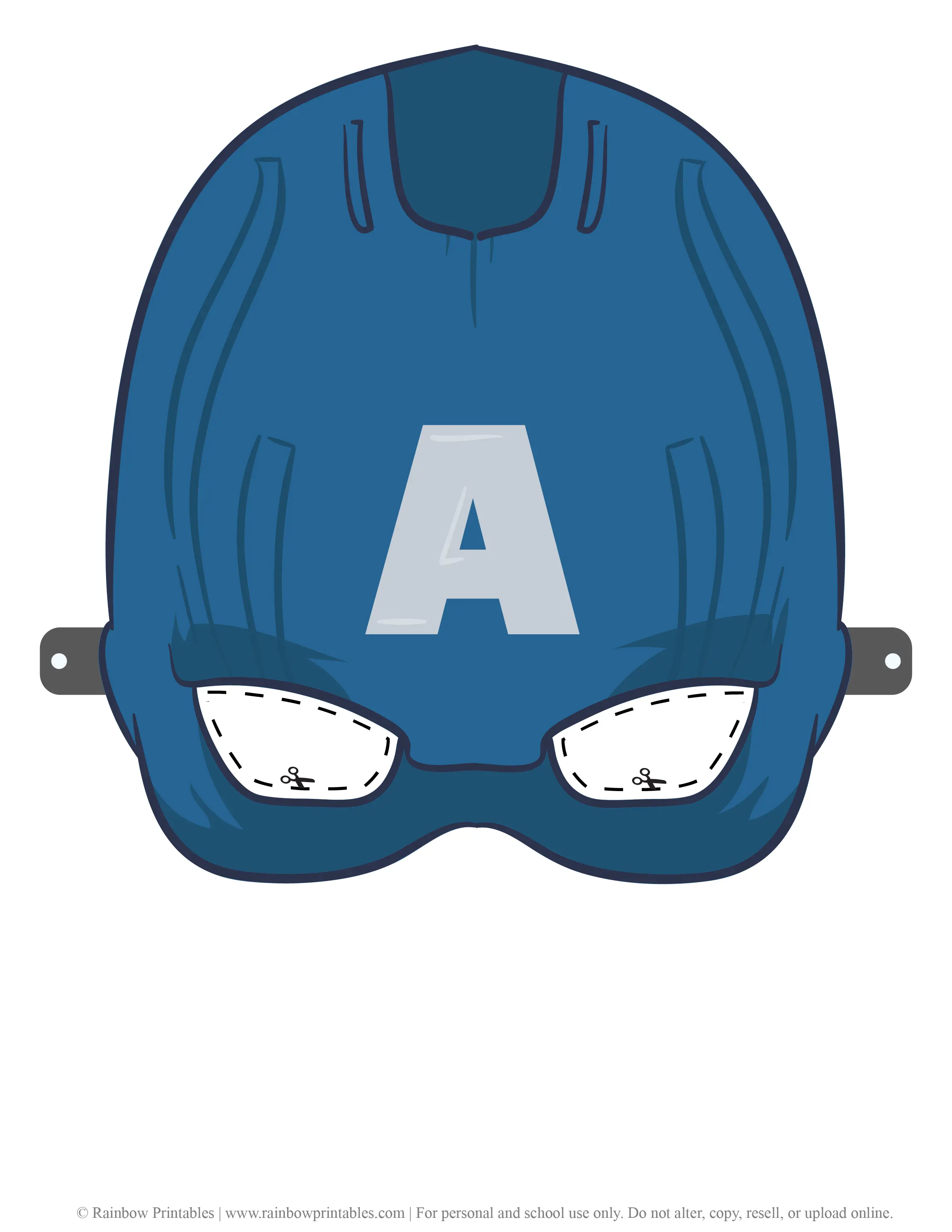 Captain America Antman Marvel Superhero Costume Face Masks Line Art Template For Kids Free Printable Colored-01
