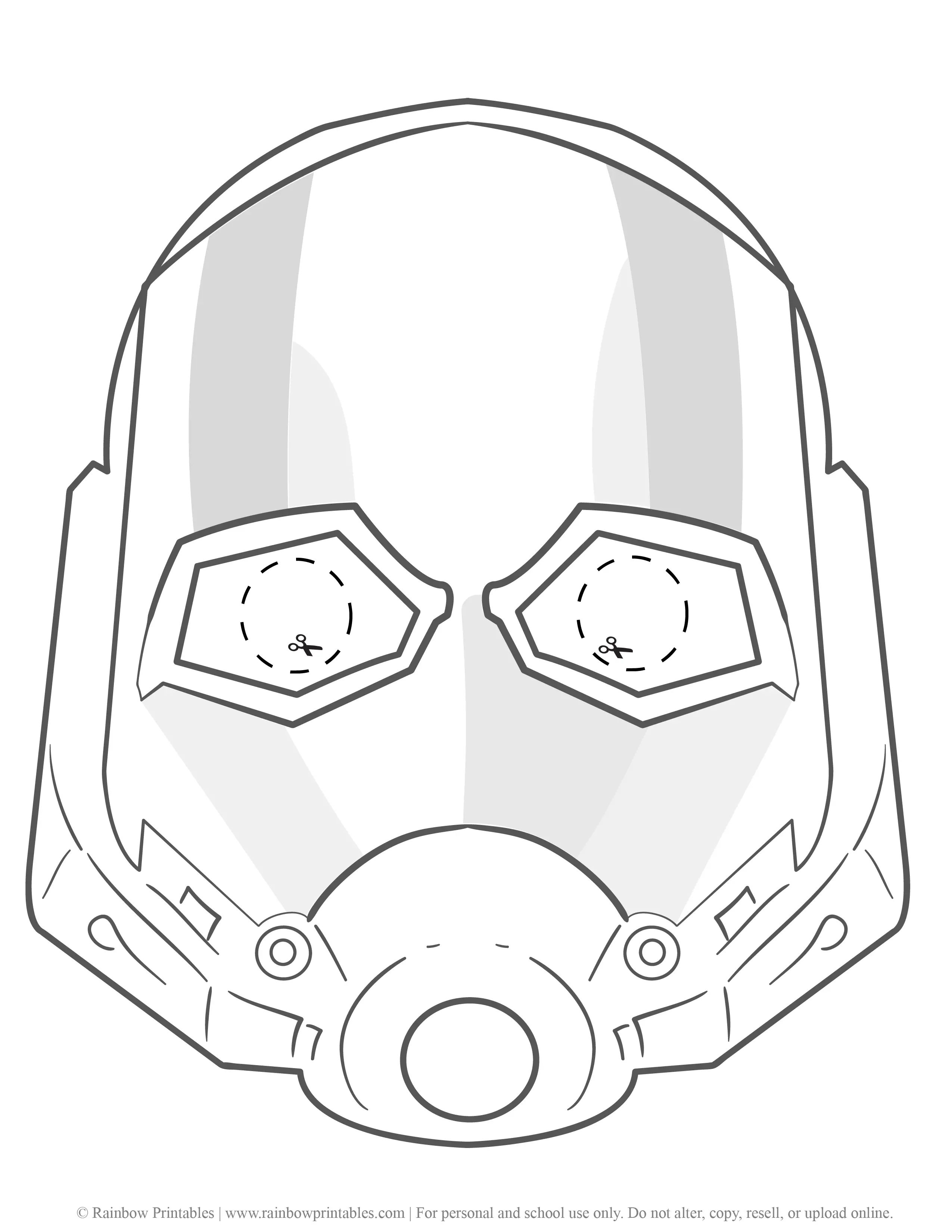 Rudd Antman Marvel Superhero Costume Face Masks Line Art Template For Kids Free Printable Download-03