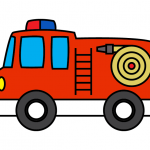 How To Draw a Red Firetruck For Children - Step By Step Line Illustration Guide