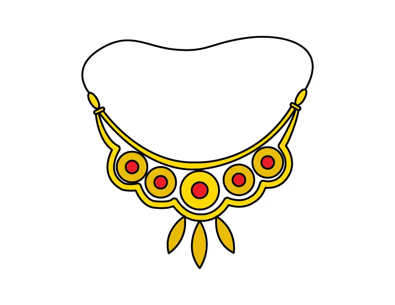 How To Draw a Gold Jewelry Necklace - Step By Step Illustration Guide