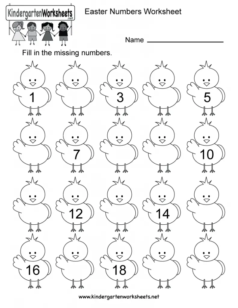 Complete the missing numbers worksheet