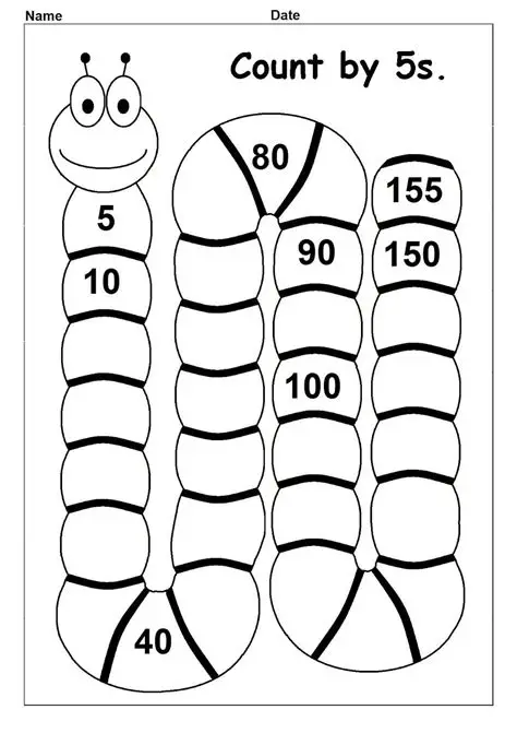 Cute and entertaining counting by 5s caterpillar worksheet