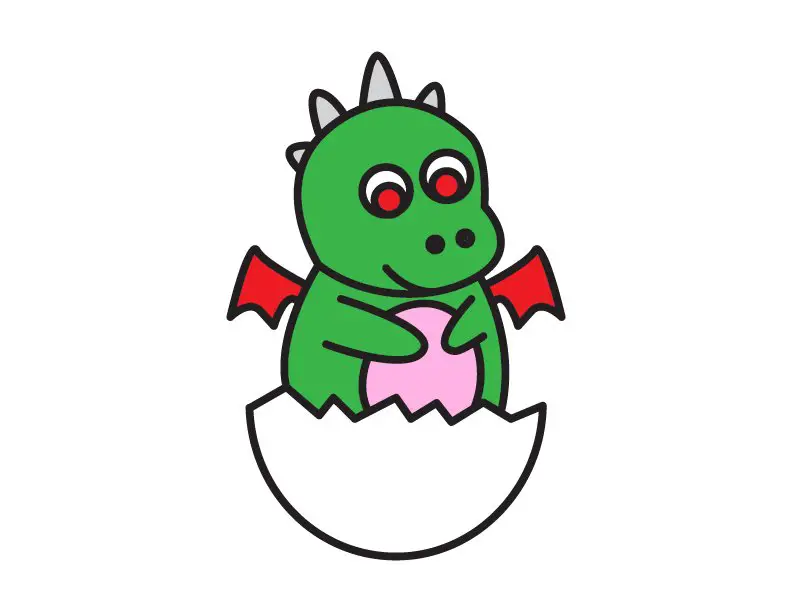 how to draw a baby dragon in a egg