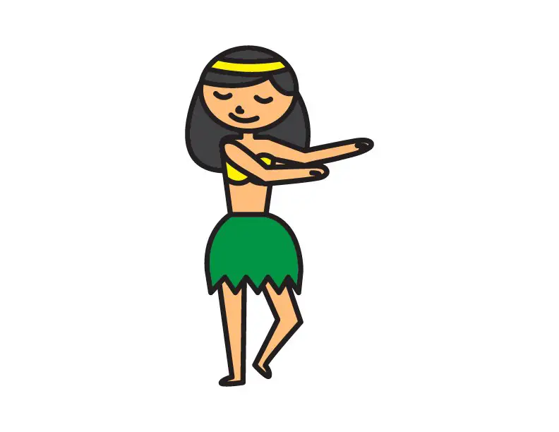 Cute Cartoon HAWAIIAN GIRL HULA DOLL DANCER FEMALE Person Doodle Drawing