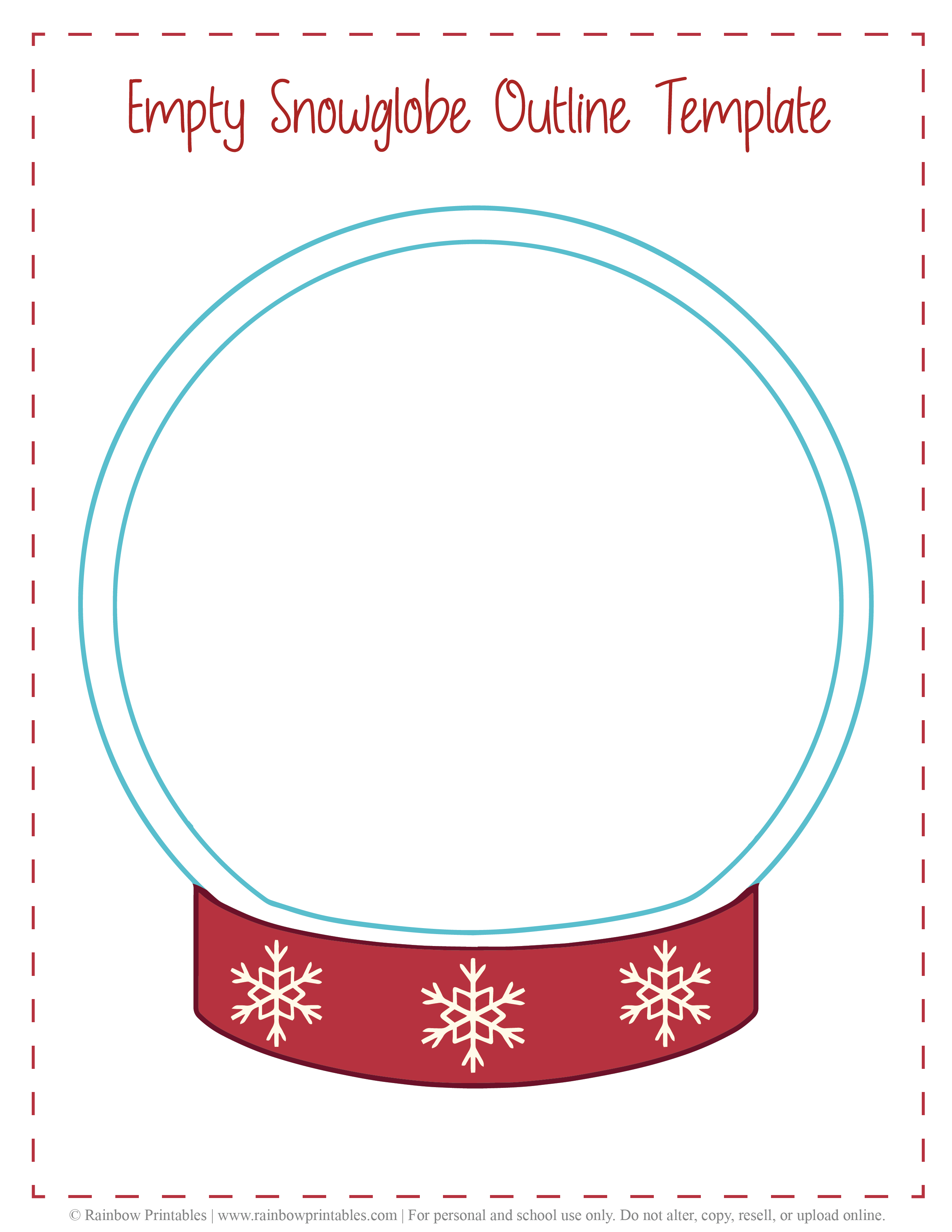 Holiday Snowglobe Craft Outline Coloring Activity Rainbow Printables