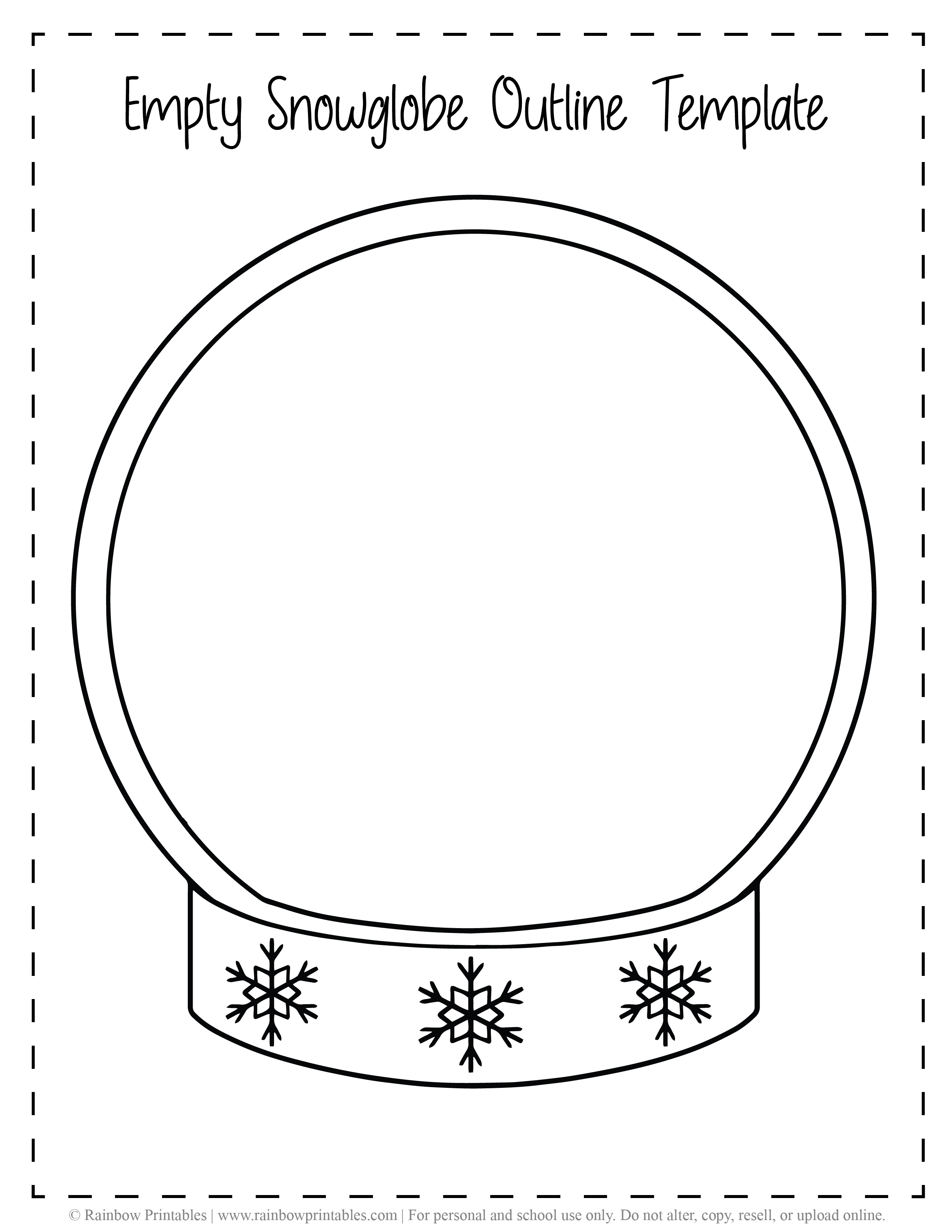 Free Holiday Snowglobe Outline Printable for Arts & Craft With Little