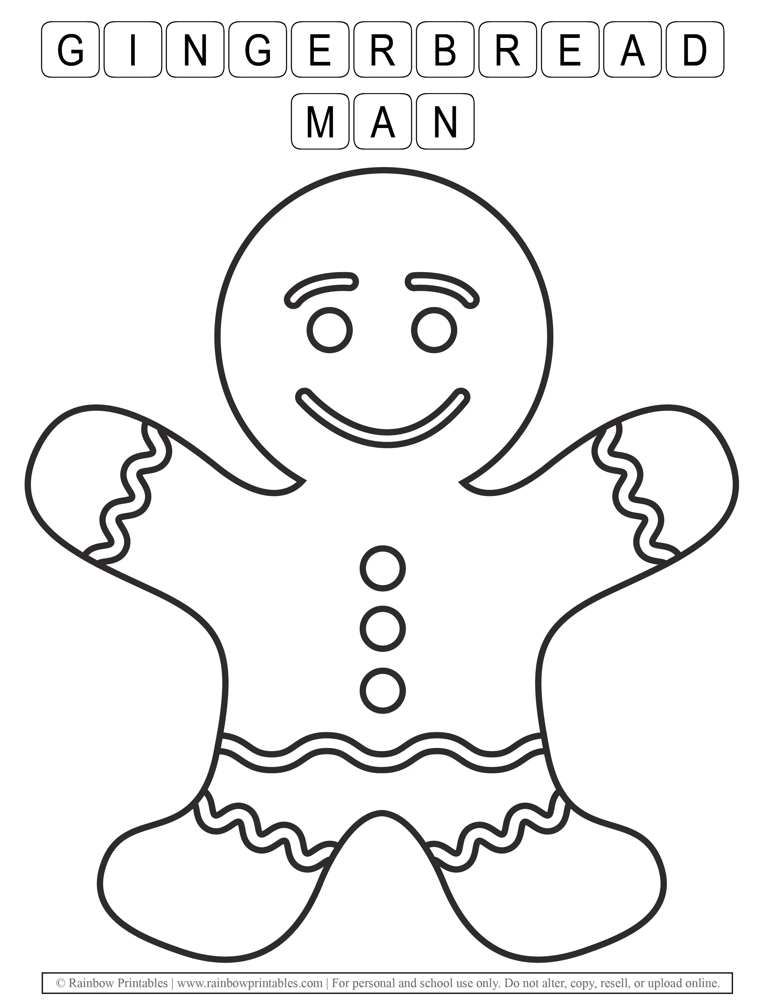 Cute Gingerbread Man Outline Arts Craft for Kids Christmas Holiday Blank Ginger Bread Guy Coloring Pages