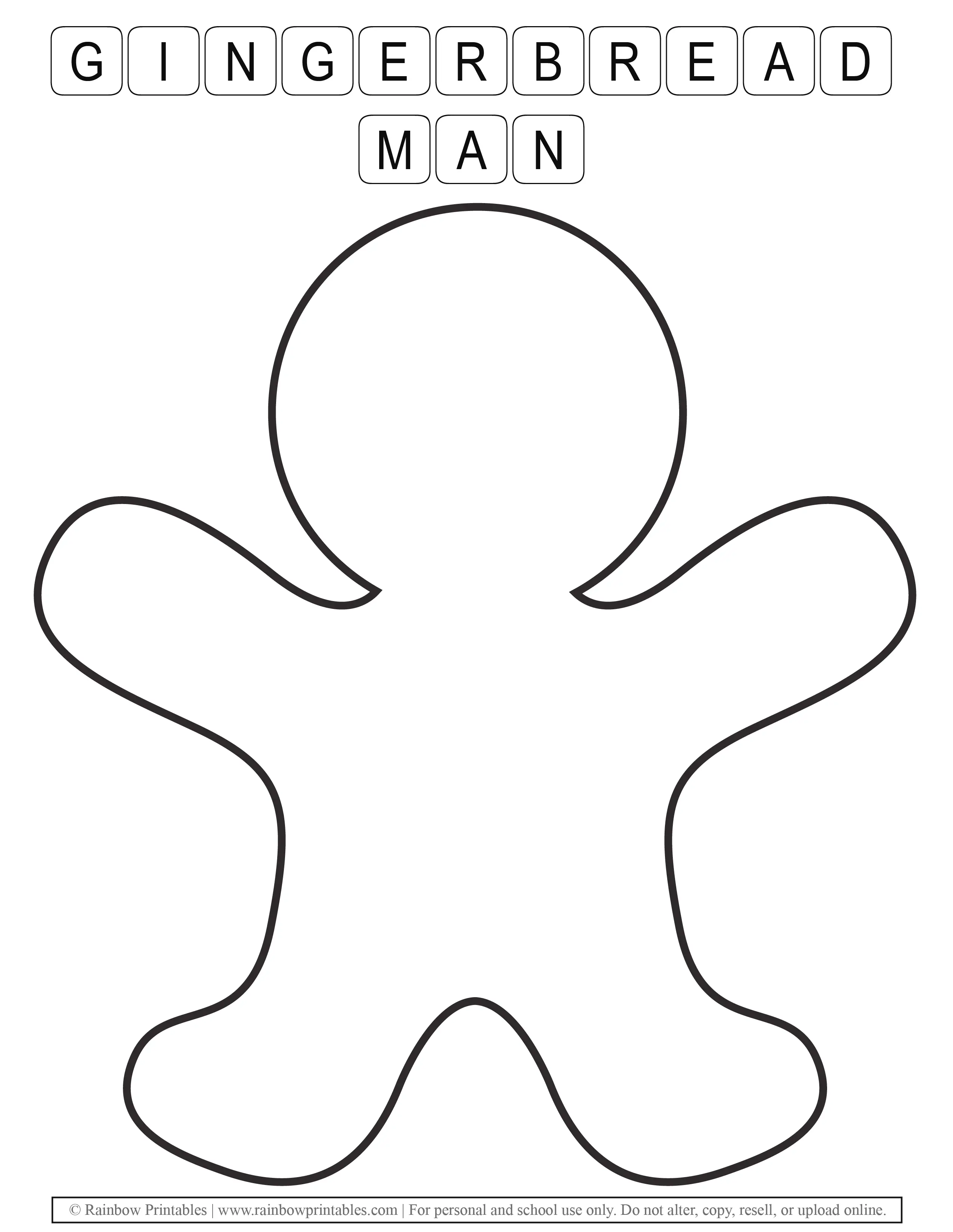 Cute Gingerbread Man Outline Arts Craft for Kids Christmas Holiday Blank Ginger Bread Guy Coloring Pages