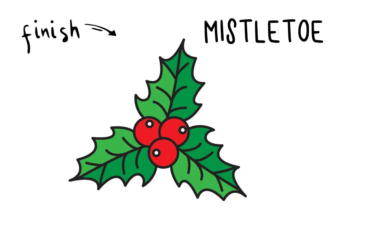How To Draw an Easy Holiday Mistletoe (Christmas Drawing Guide for Kids)