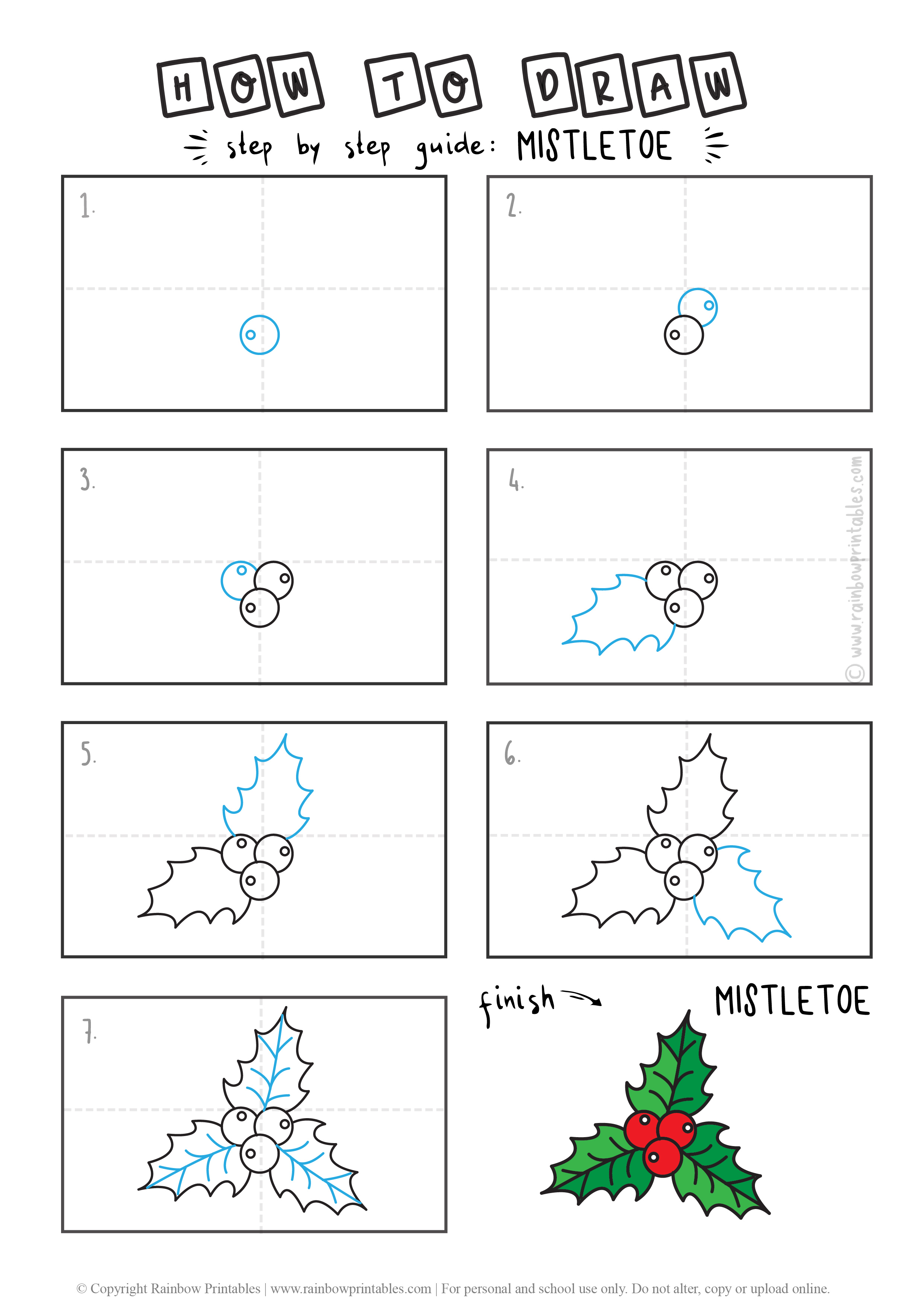 How To Draw an Easy Holiday Mistletoe (Christmas Drawing Guide for Kids