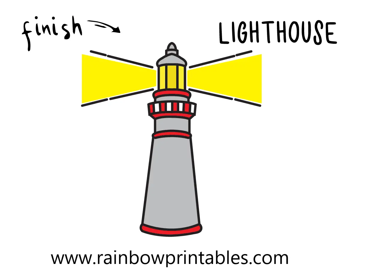 HOW TO DRAW A LIGHTHOUSE BEACH BUILDING ILLUSTRATION STEP BY STEP EASY SIMPLE FOR KIDS