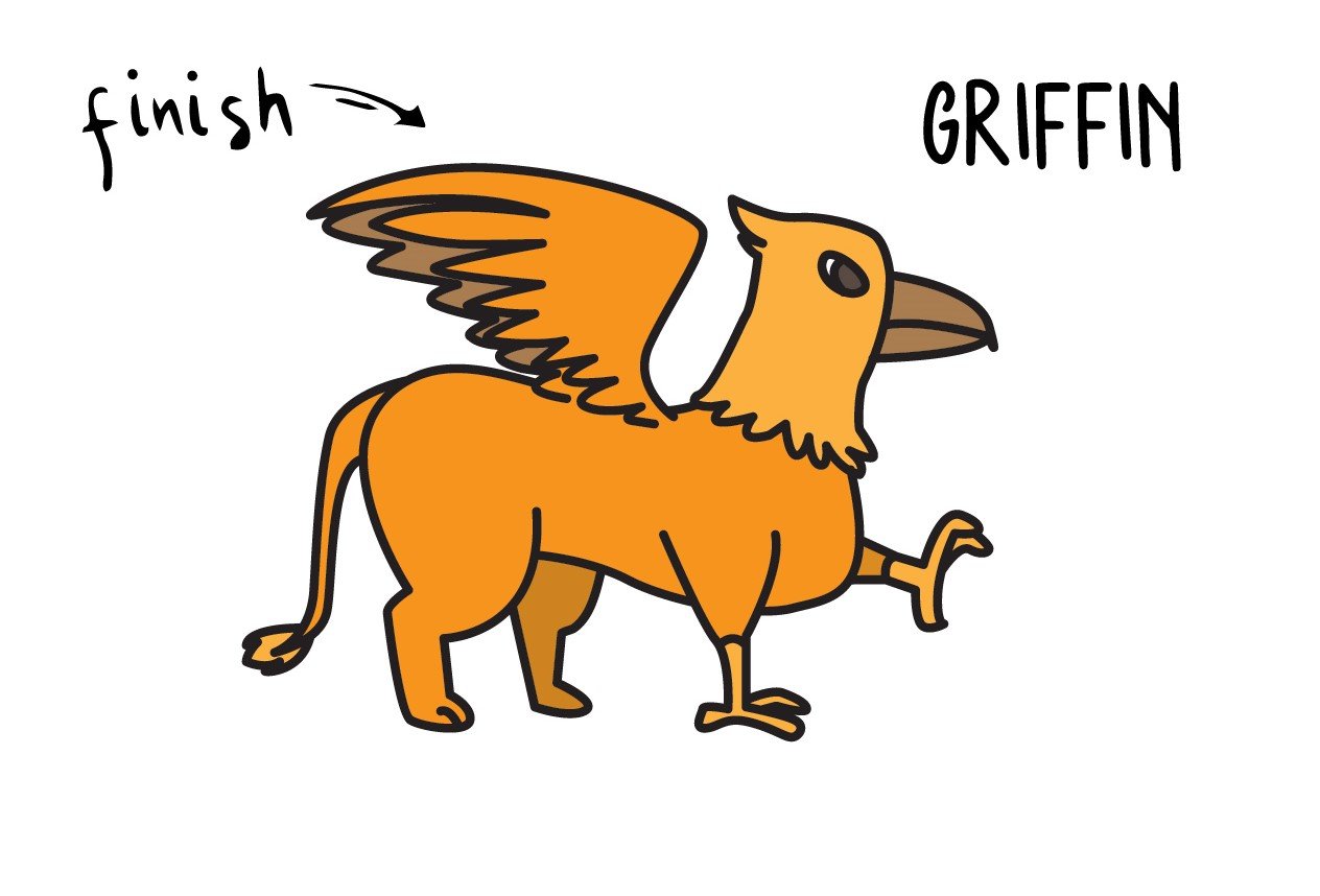 How To Draw a Mythological Cartoon Griffin (Easy Simple Tutorial for ...