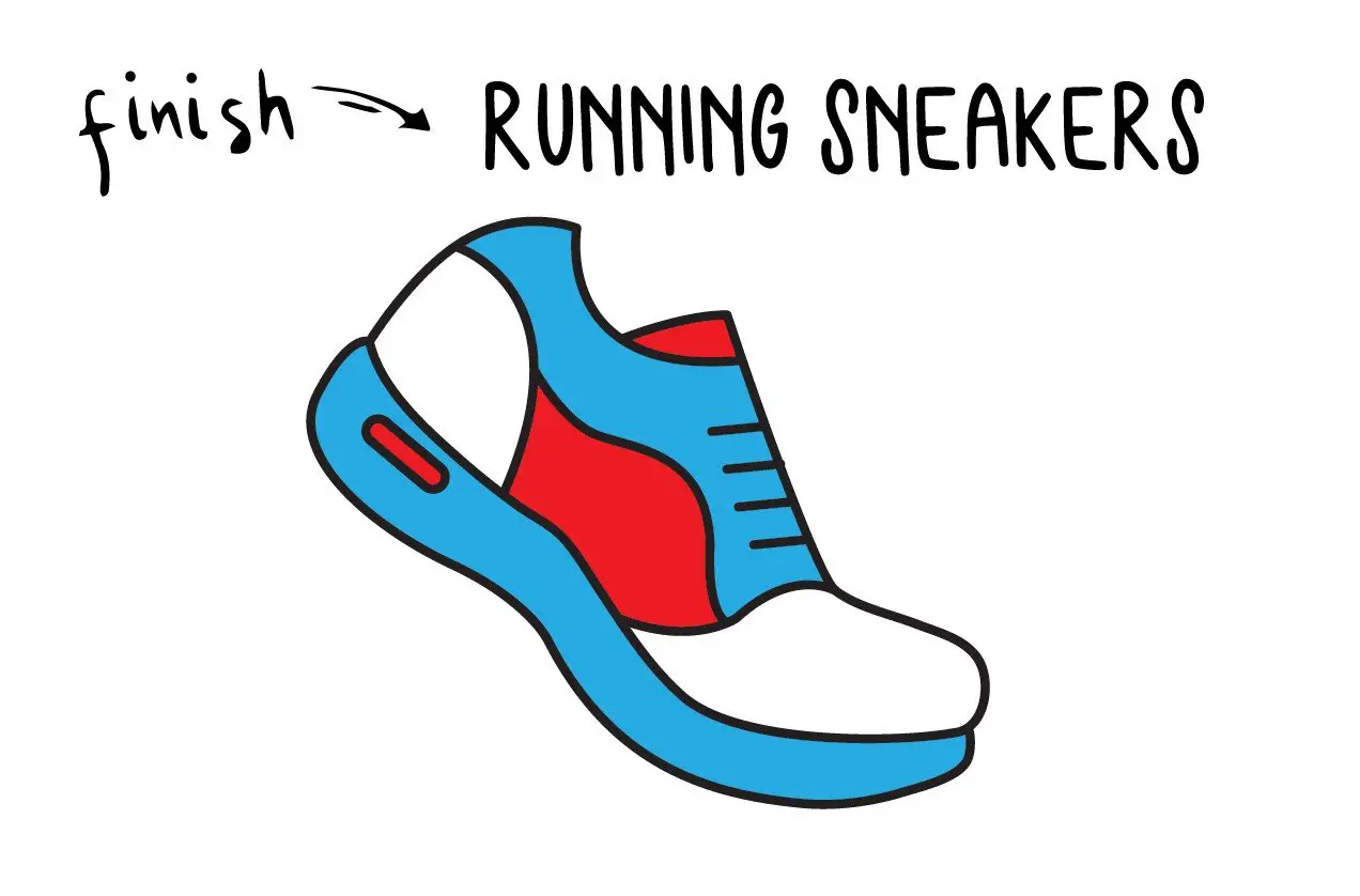 HOW TO DRAW A RUNNING SNEAKER SHOES ALTHETIC FITNESS CLOTHING GUIDE ILLUSTRATION STEP BY STEP EASY SIMPLE FOR KIDS final