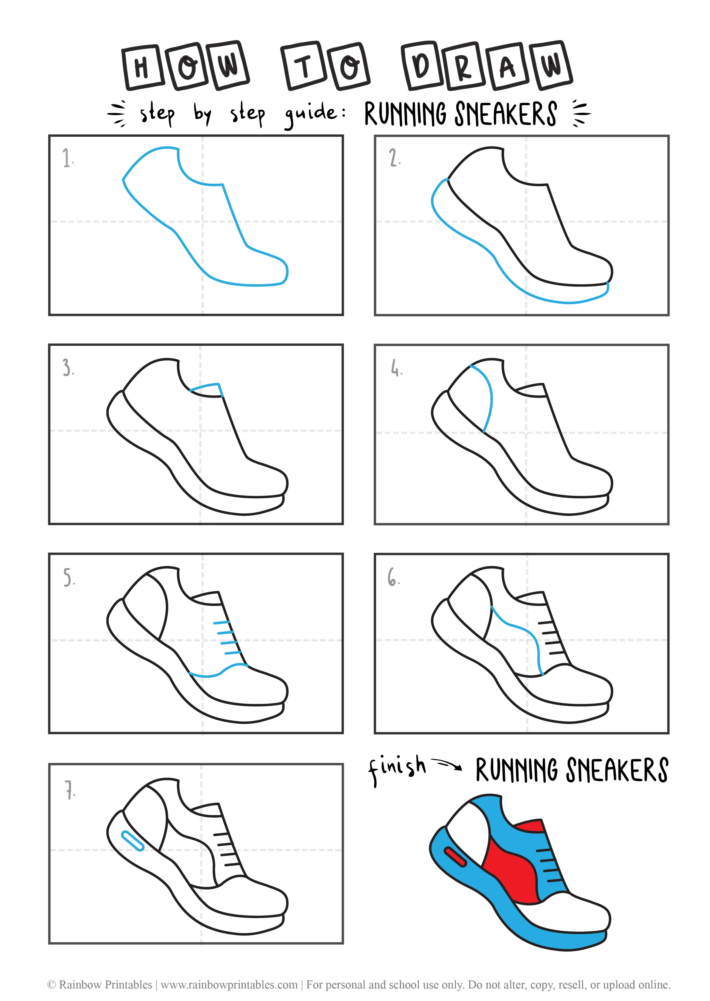 HOW TO DRAW A RUNNING SNEAKER SHOES ALTHETIC FITNESS CLOTHING GUIDE ILLUSTRATION STEP BY STEP EASY SIMPLE FOR KIDS