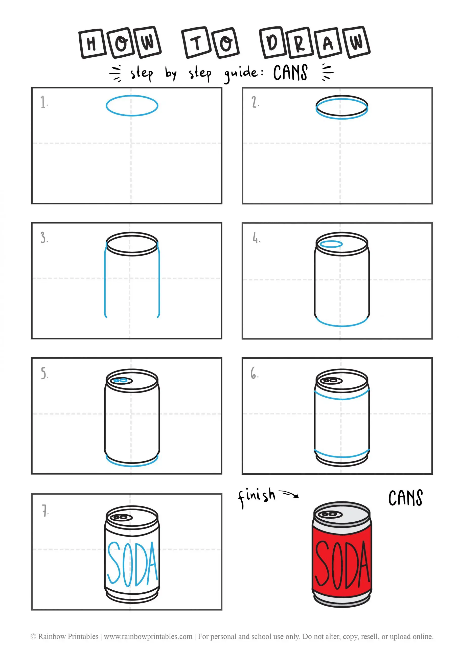 HOW TO DRAW A SODA CAN GUIDE ILLUSTRATION STEP BY STEP EASY SIMPLE FOR KIDS