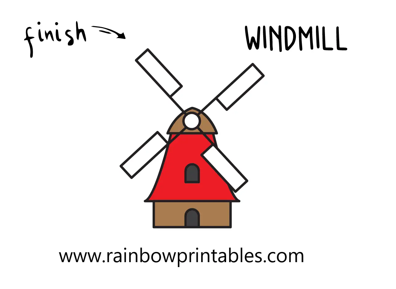 HOW TO DRAW A WINDMILL BUILDING ILLUSTRATION STEP BY STEP EASY SIMPLE FOR KIDS