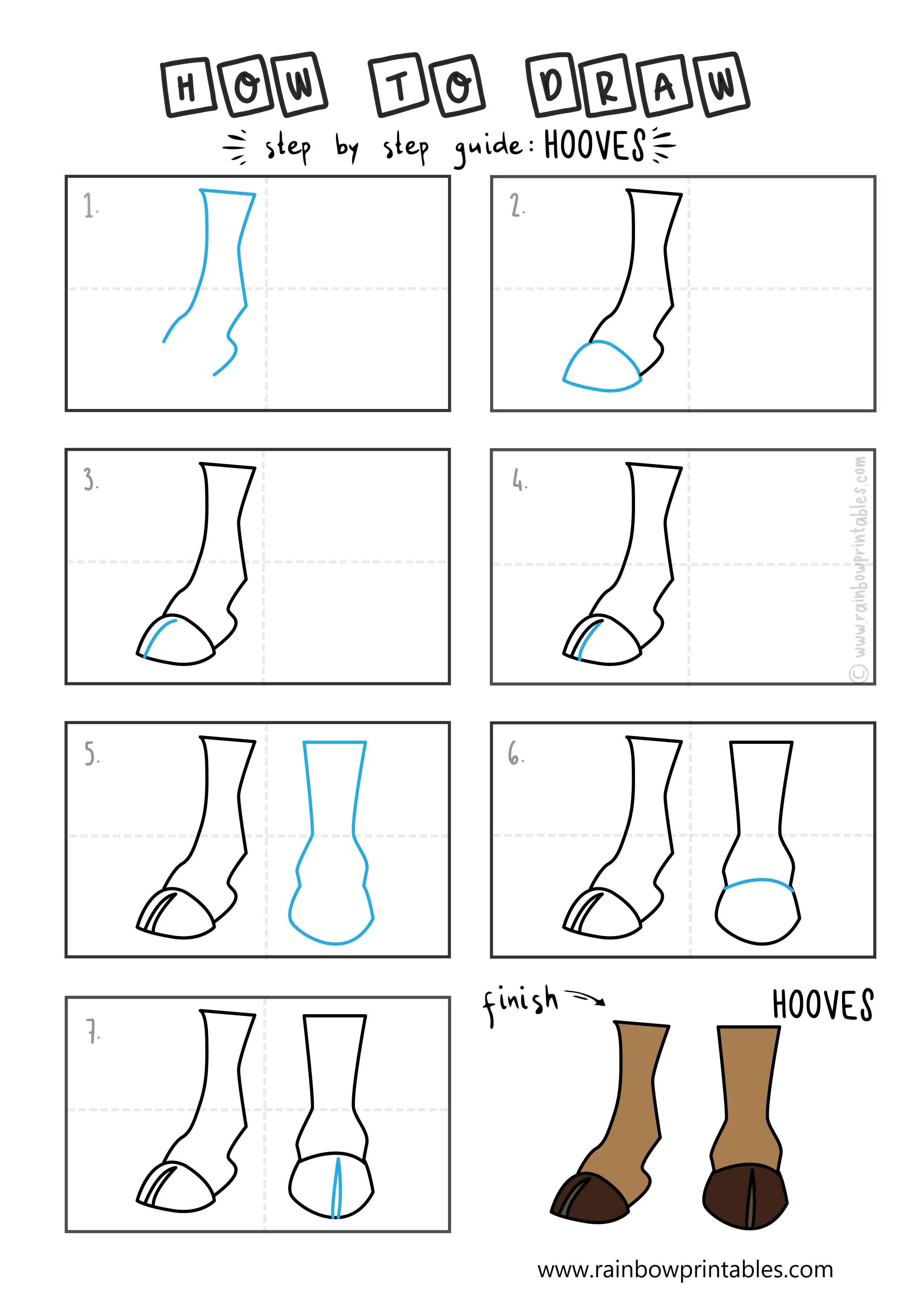 HOW TO DRAW ANIMAL HOOVES LEGS COW CAMEL HORSE FEET ILLUSTRATION STEP BY STEP EASY SIMPLE FOR KIDS
