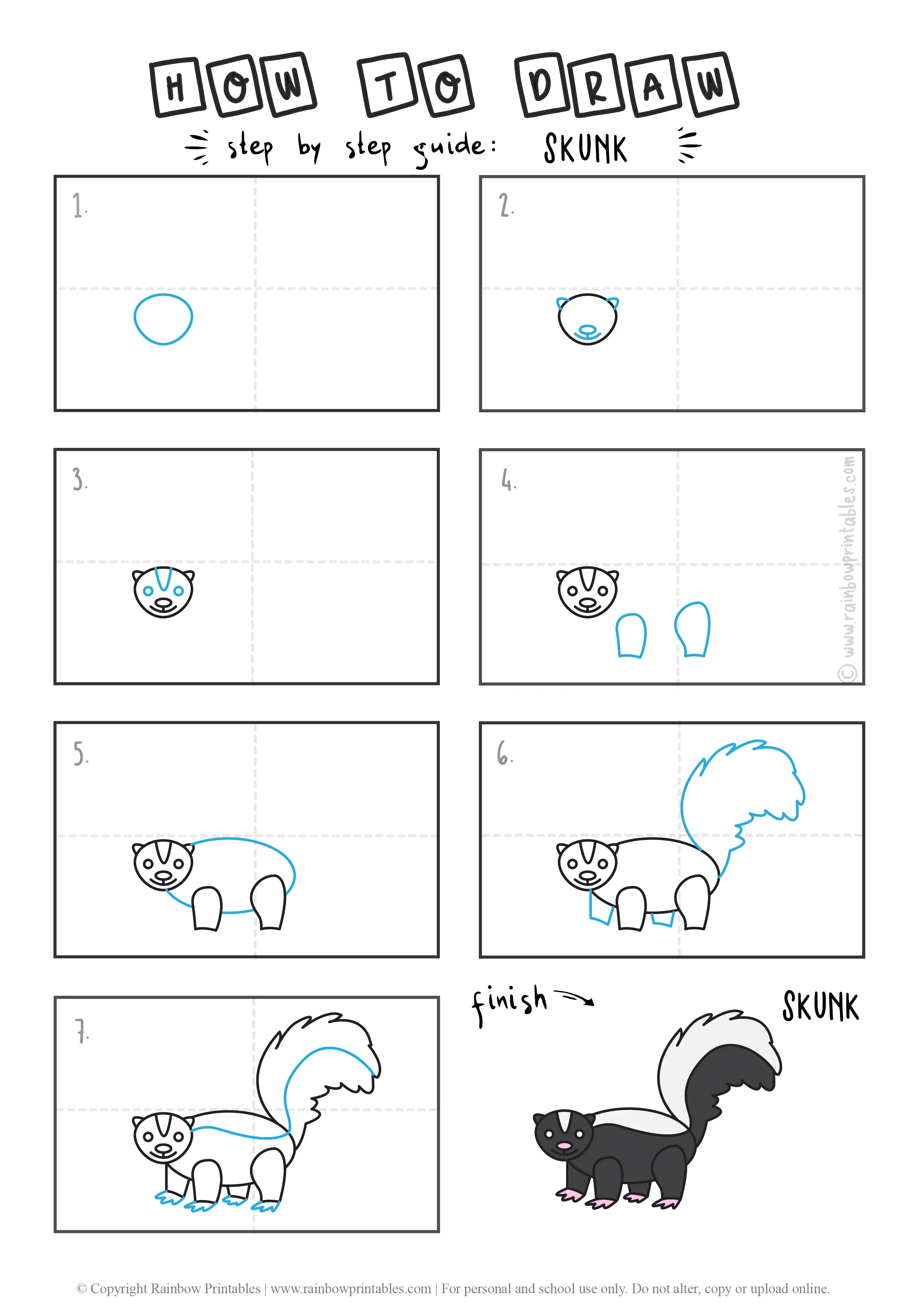 How To Draw an Easy & Cute Little Skunk Step By Step Guide For Kids