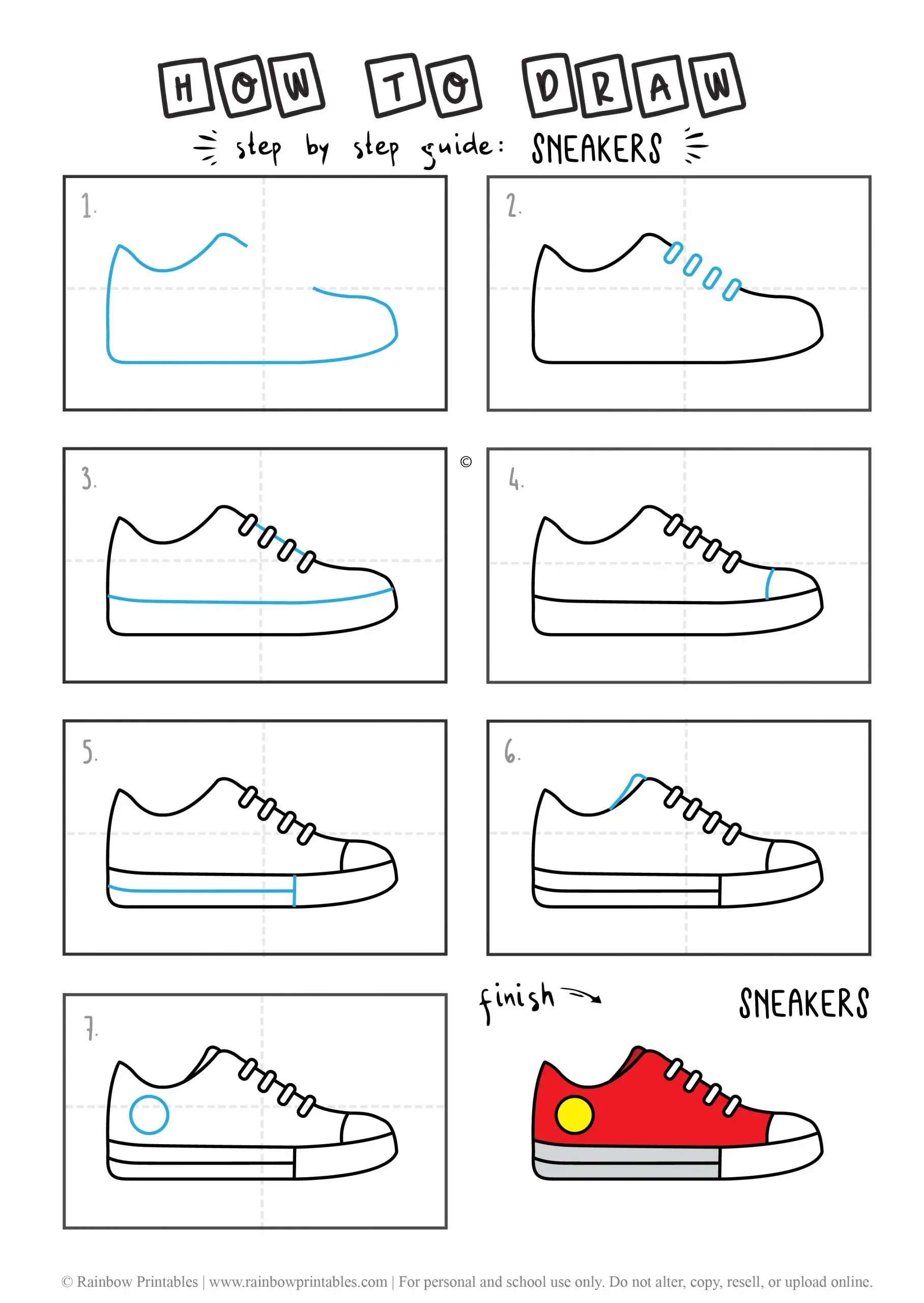 HOW TO DRAW CONVERSE SNEAKER SHOES EVERYDAY CLOTHES GUIDE ILLUSTRATION STEP BY STEP EASY SIMPLE FOR KIDS