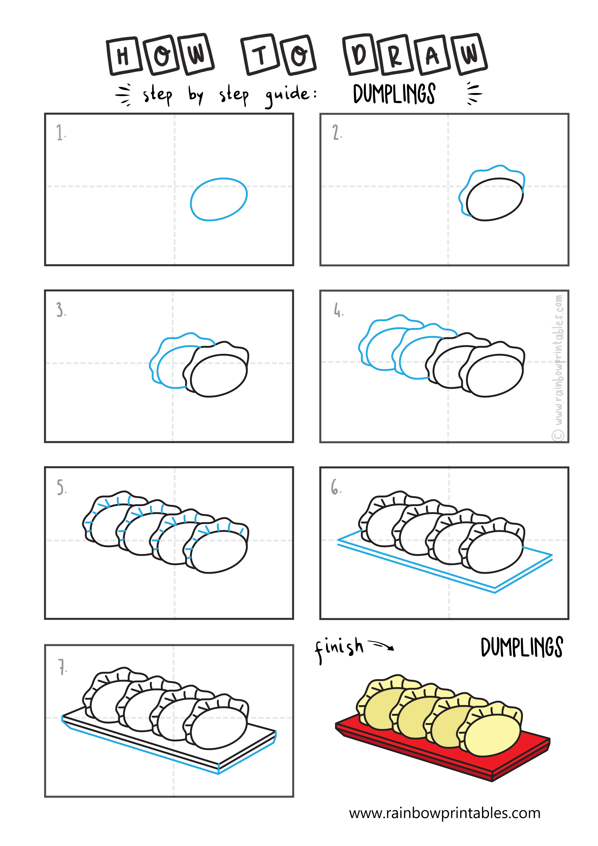 How To Draw Dumplings Rainbow Printables