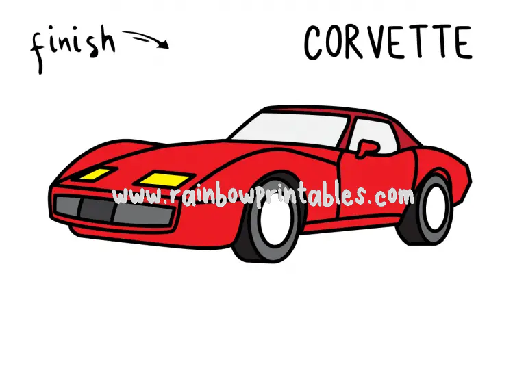 How To Draw a Corvette (Classic Car) Easy and Simple for Small
