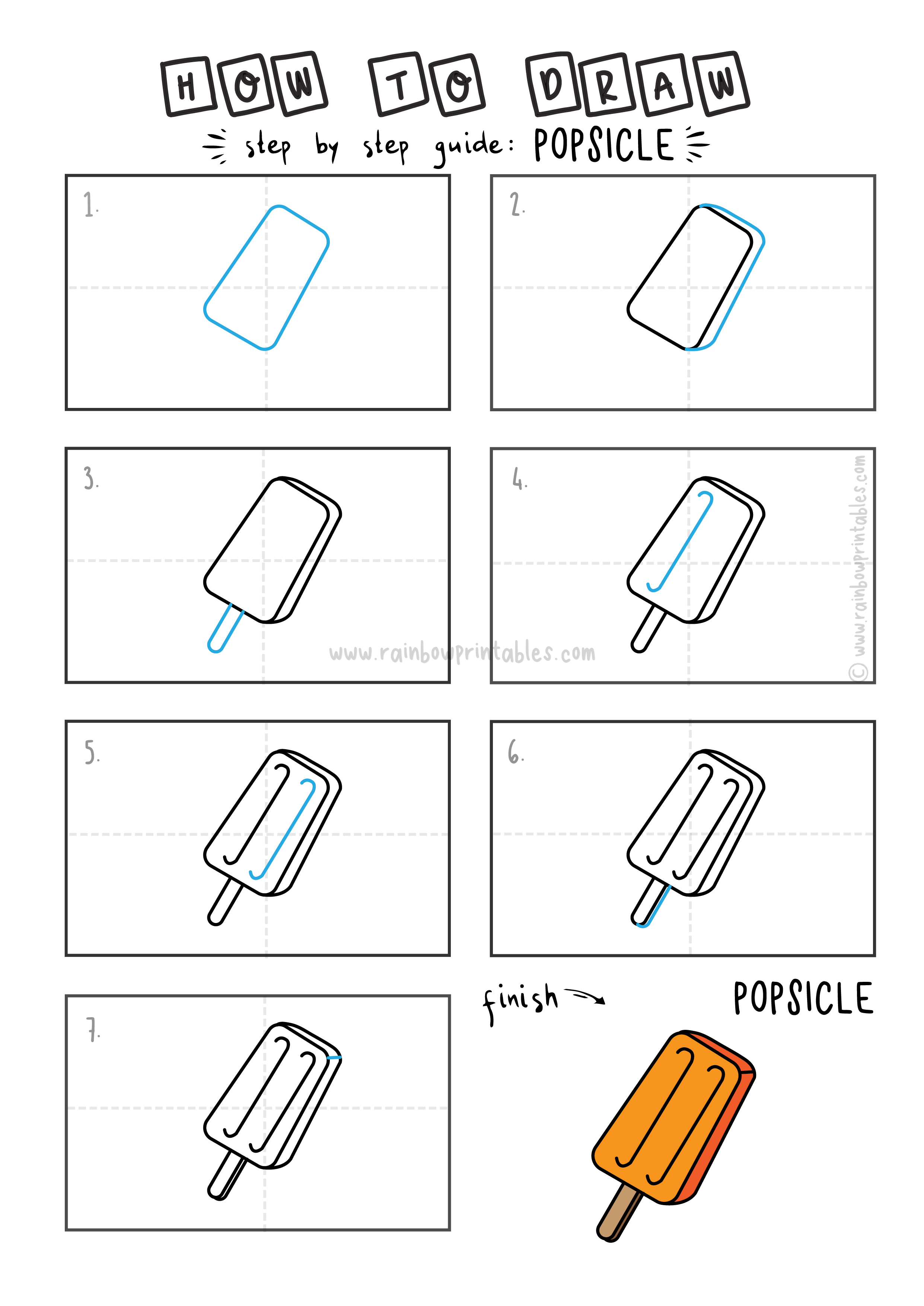 How To Draw a Popsicle Step By Step Tutorial for Kids (Classic