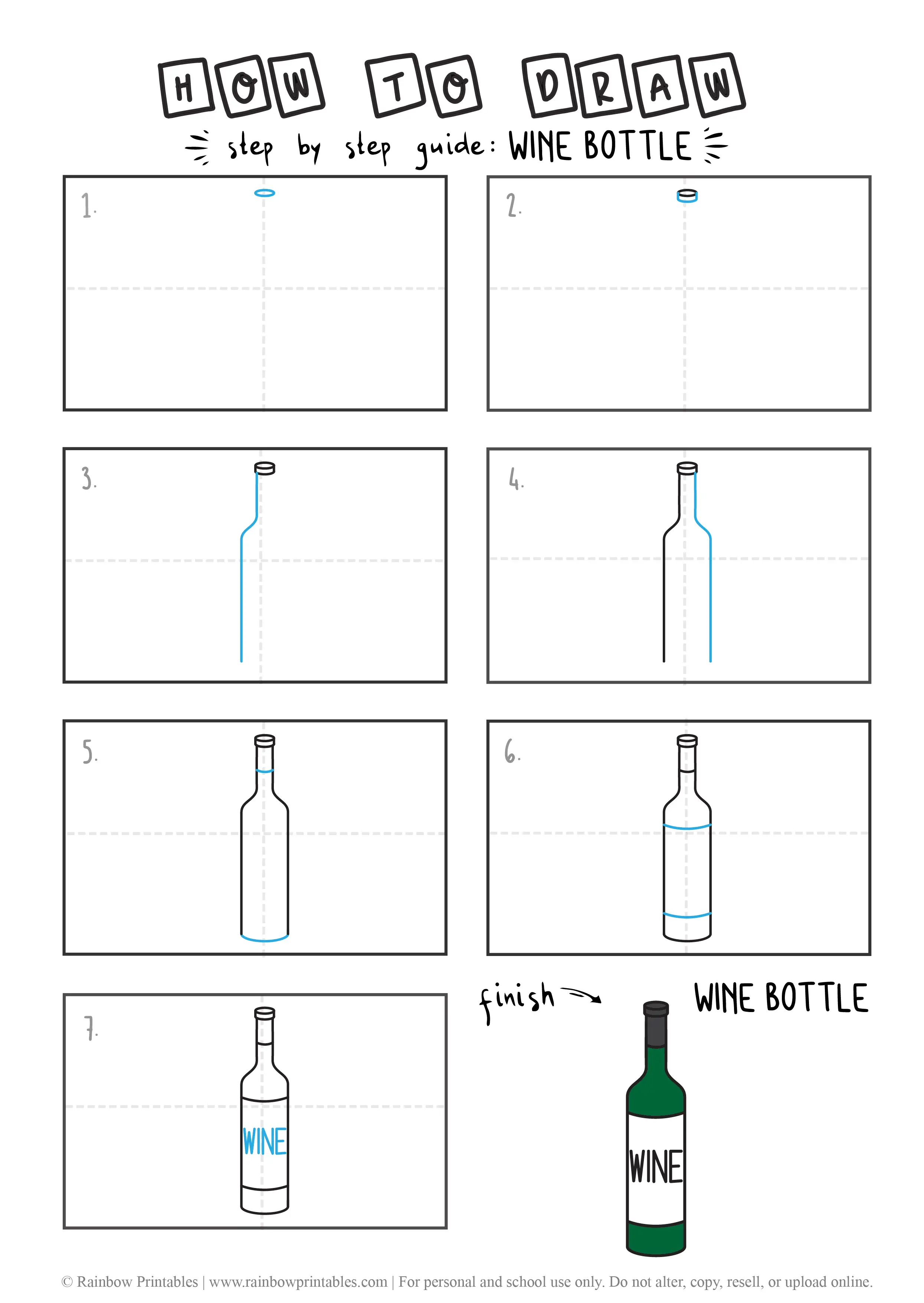 HOW TO DRAW WINE BOTTLE LIQUOR GUIDE ILLUSTRATION STEP BY STEP EASY SIMPLE FOR KIDS