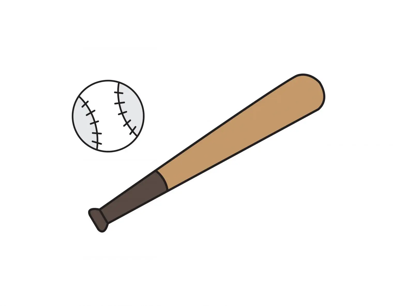 How To Draw Baseball & Bat (Sport) Simple Step By Step for Young Kids