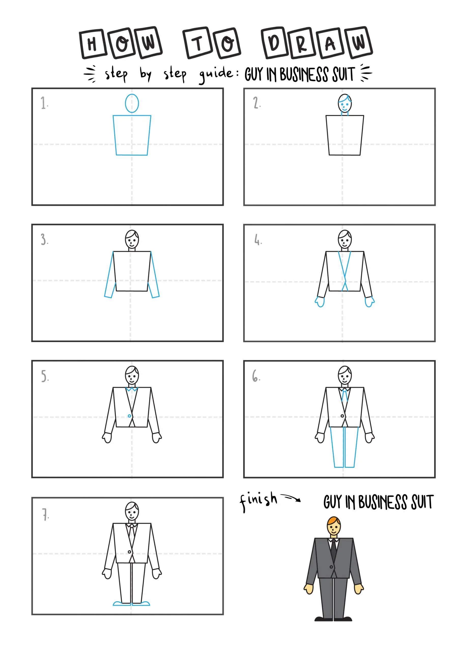 How To Draw TIE AND SUIT MAN BUSINESS By Step For Kids Easy Illustration Doodle Drawing GUIDE (2)