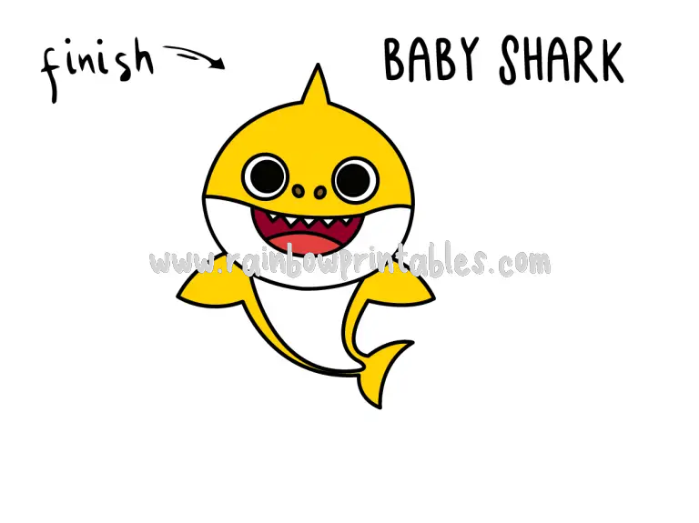 How To Draw Baby Shark (Pinkfong) - Super Easy Art Guide For Kids ...