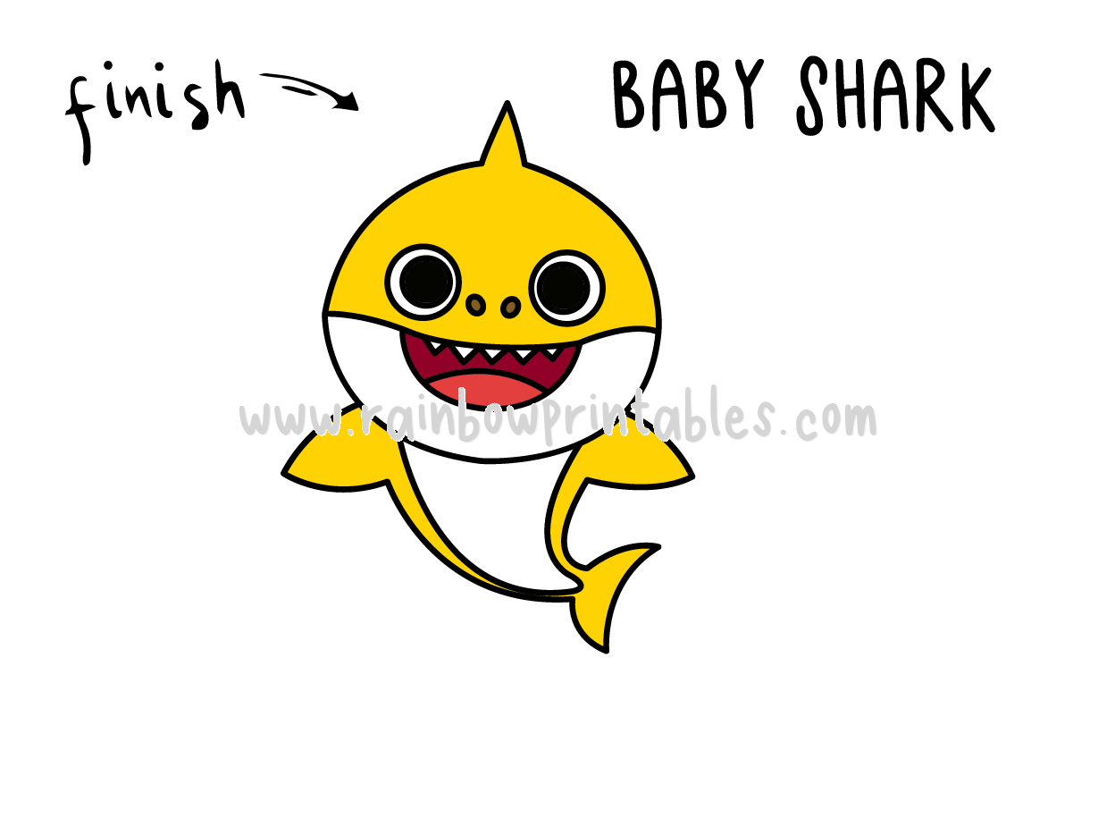 how to draw baby shark pinkfong super easy art guide for kids rainbow printables