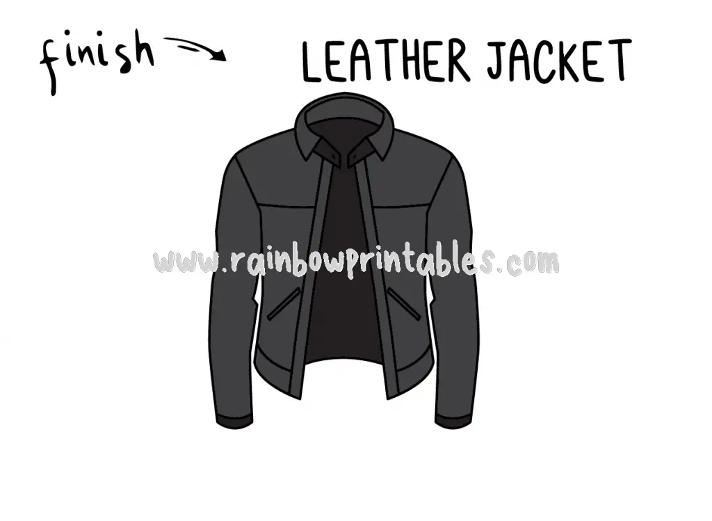 How To Draw Tutorials For Kids LEATHER JACKET CLOTHING Step by step for kids easy simple guide FINAL