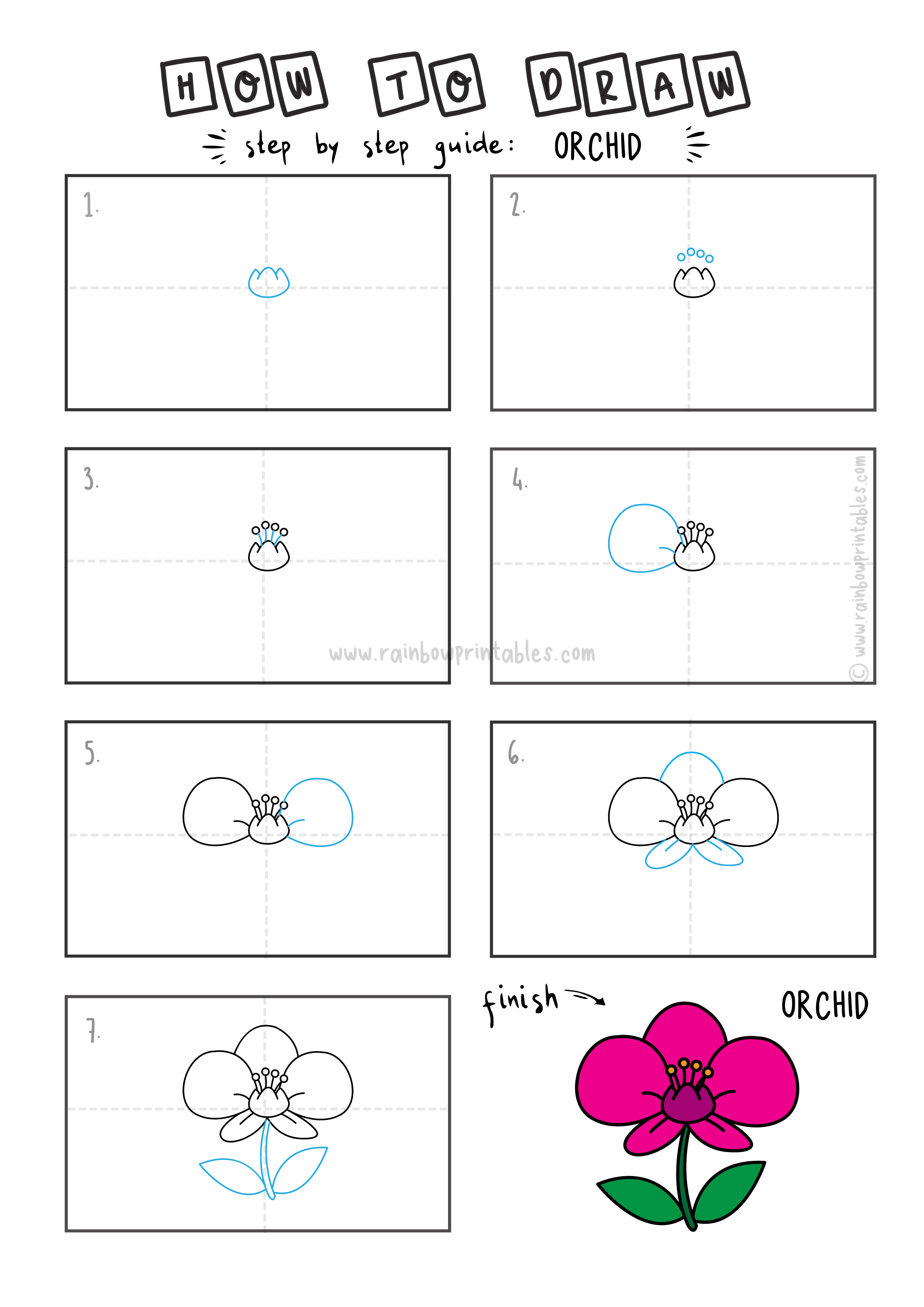How To Draw Tutorials For Kids ORCHID FLOWER ANIMAL Step by step for kids easy simple guide How To Draw Tutorials For Kids ORCHID FLOWER ANIMAL Step by step for kids easy simple guide