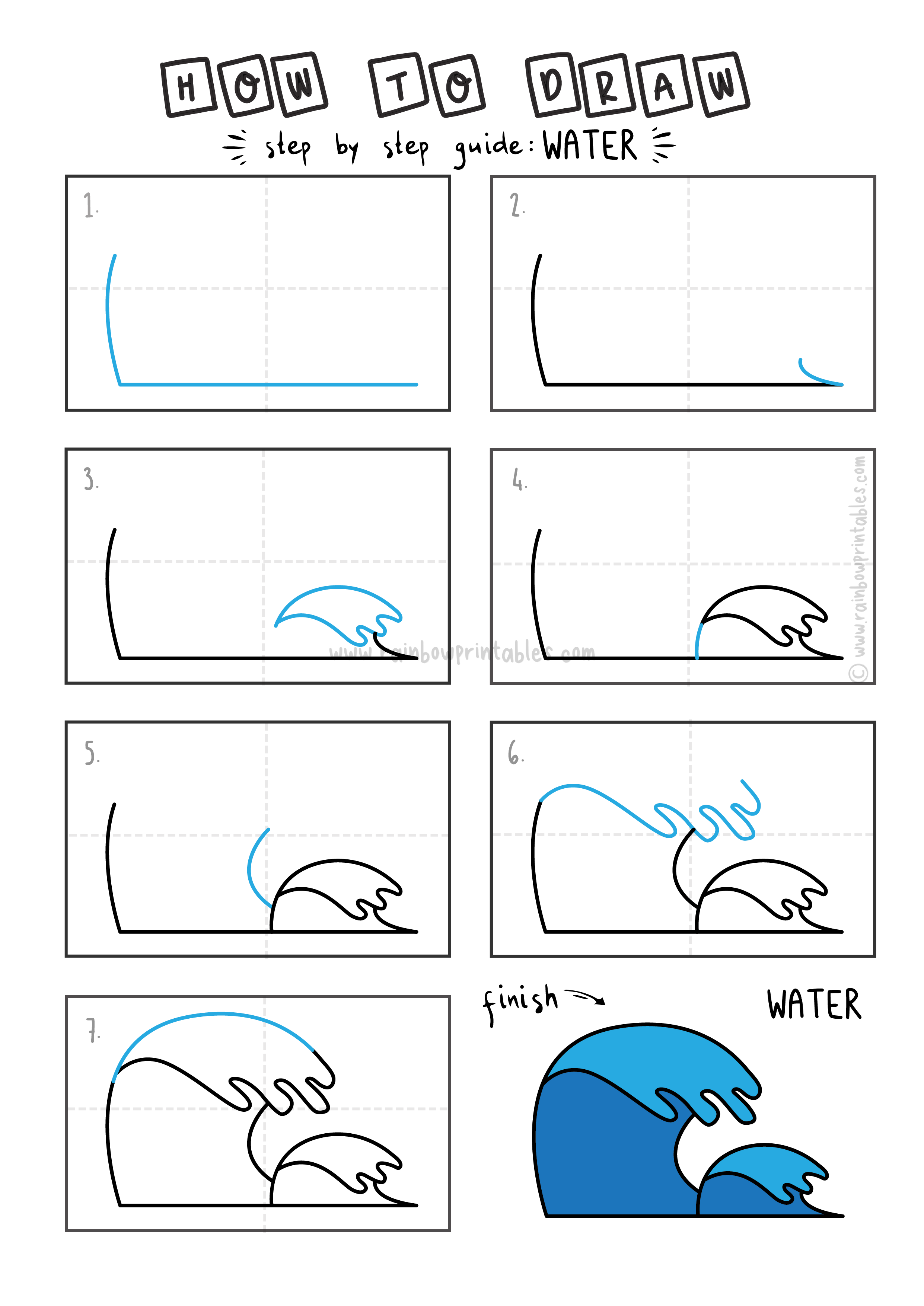 How To Draw Tutorials For Kids Ocean Waves Water Step By Step Guide How To Draw Tutorials For Kids Ocean Waves Water Step By Step Guide