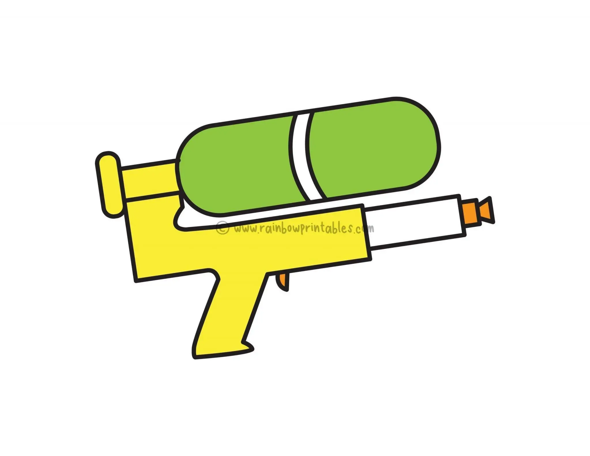 How To Draw a Simple & Easy Water Gun (Super Soaker) for Kids Rainbow