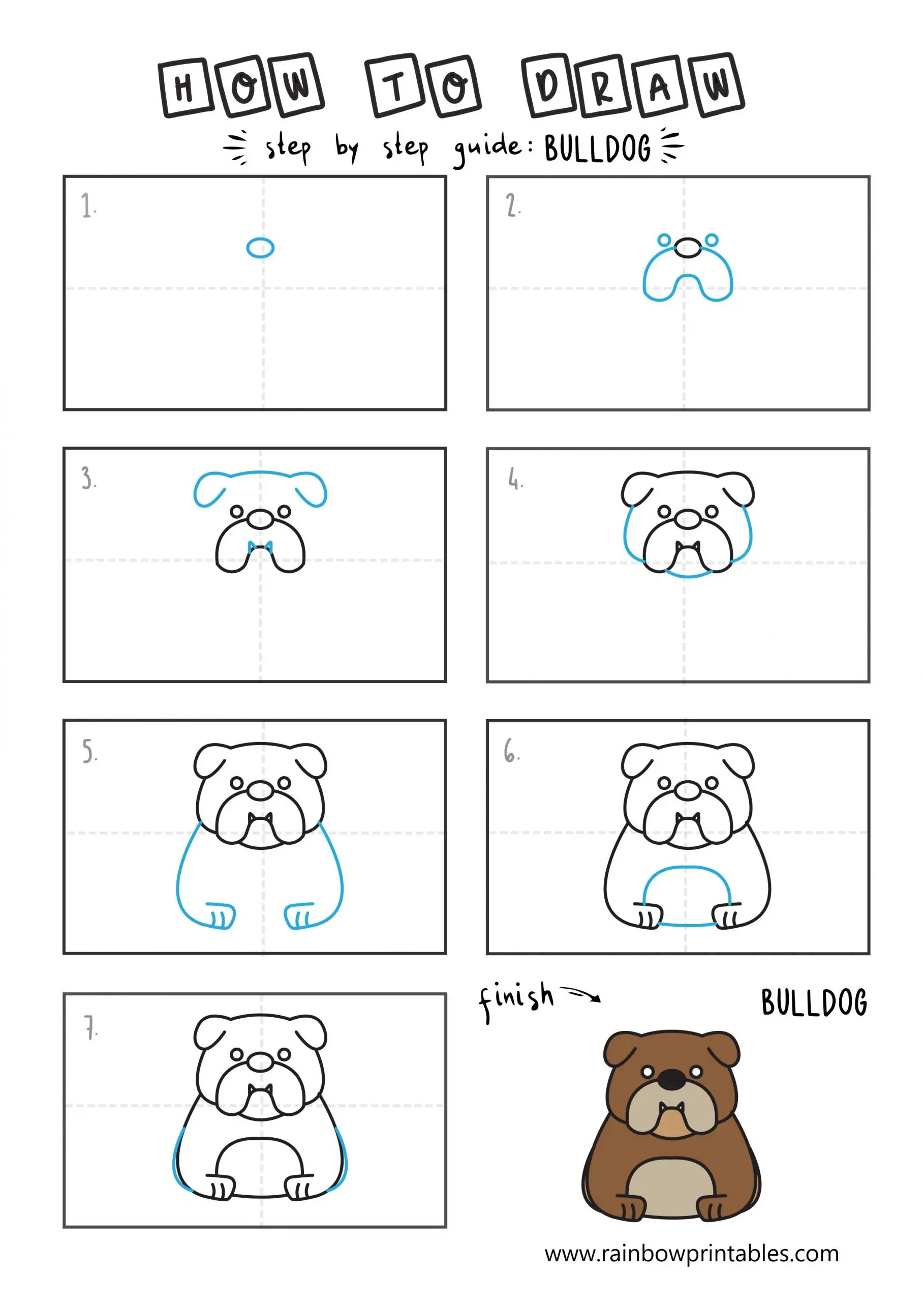 How To Draw a BULLDOG Easy Step By Step For Kids Illustration Art Ideas