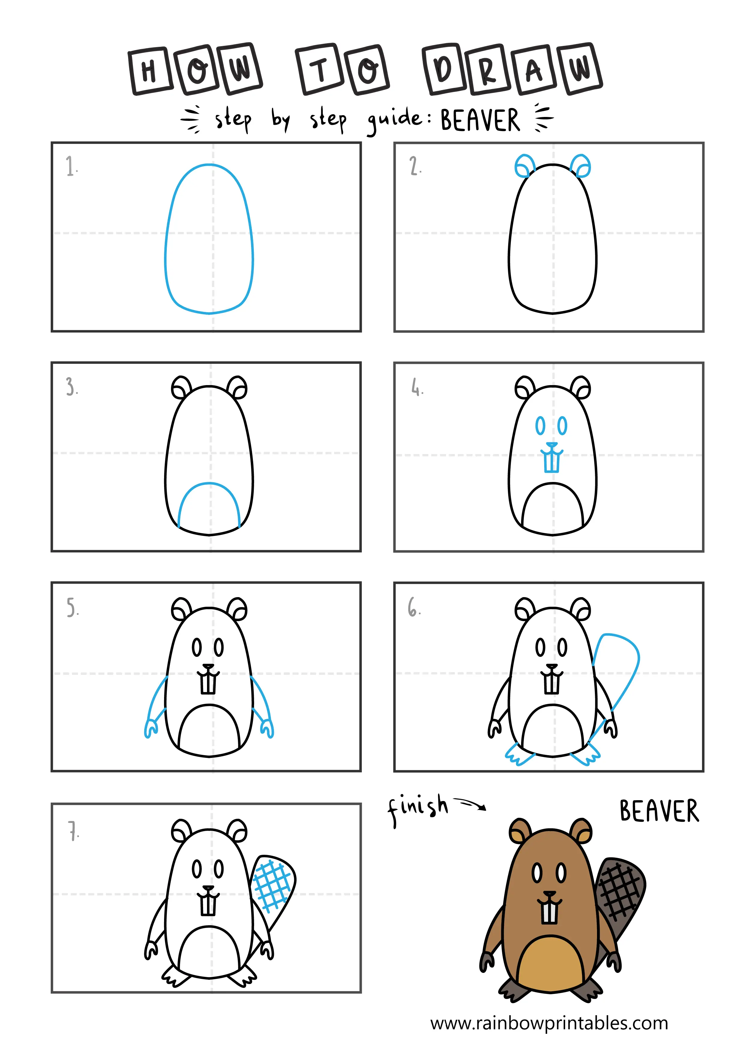 How To Draw a Beaver Easy Step By Step For Kids Illustration Art Ideas