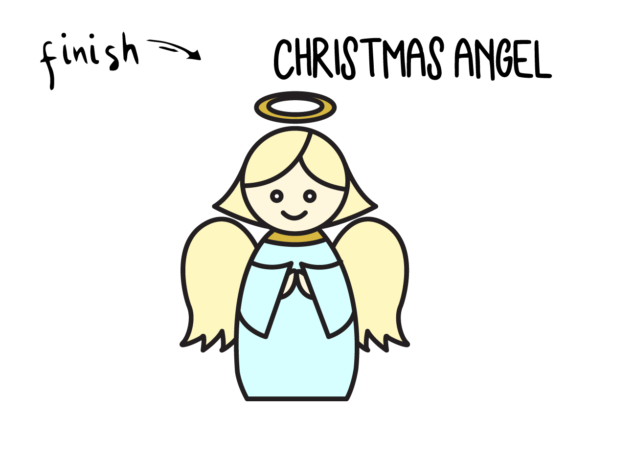 How To Draw Christmas Angel (Ornament) Rainbow Printables