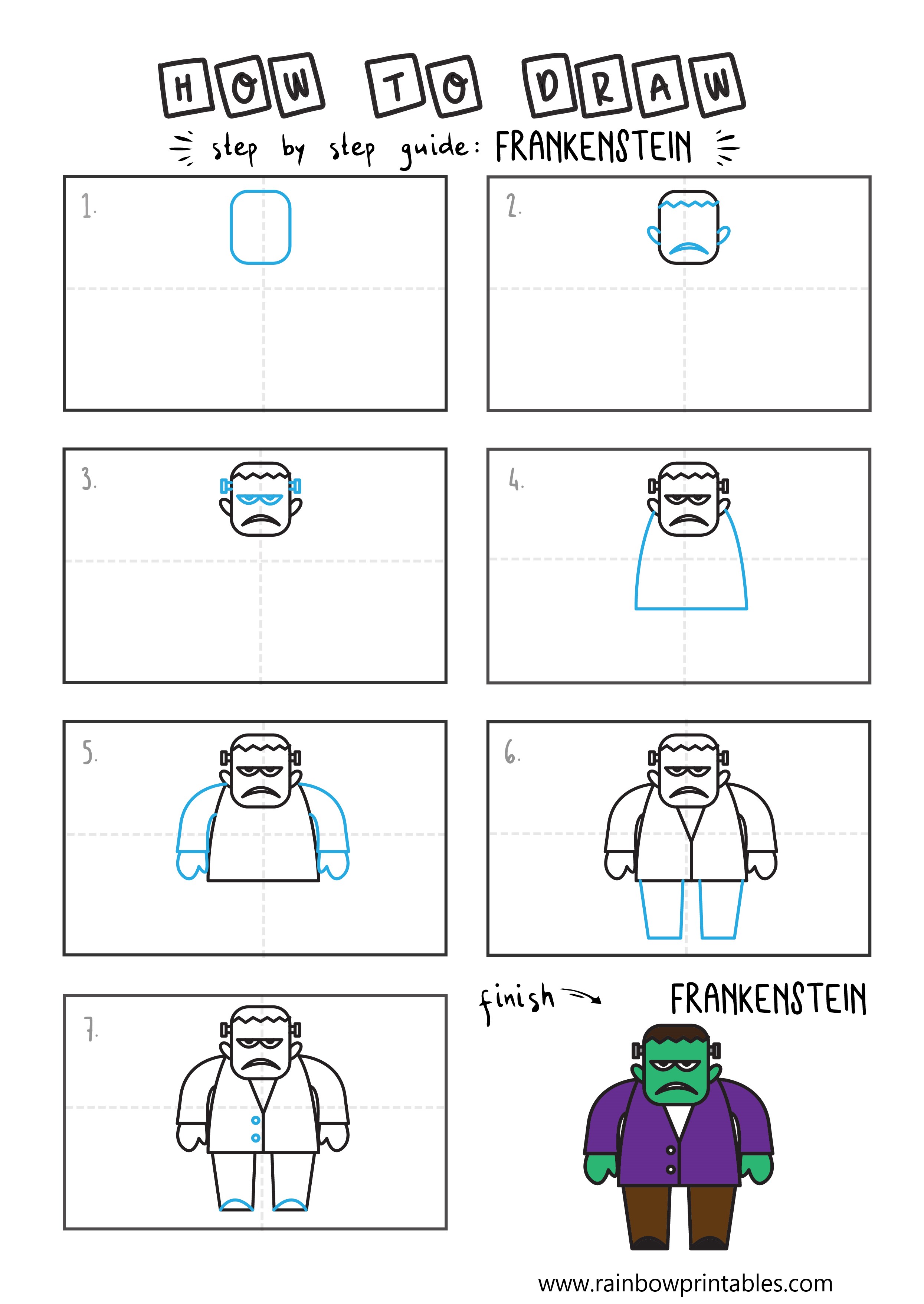 How To Draw Frankenstein for Kids (Cute, Easy, Step By Step Guide