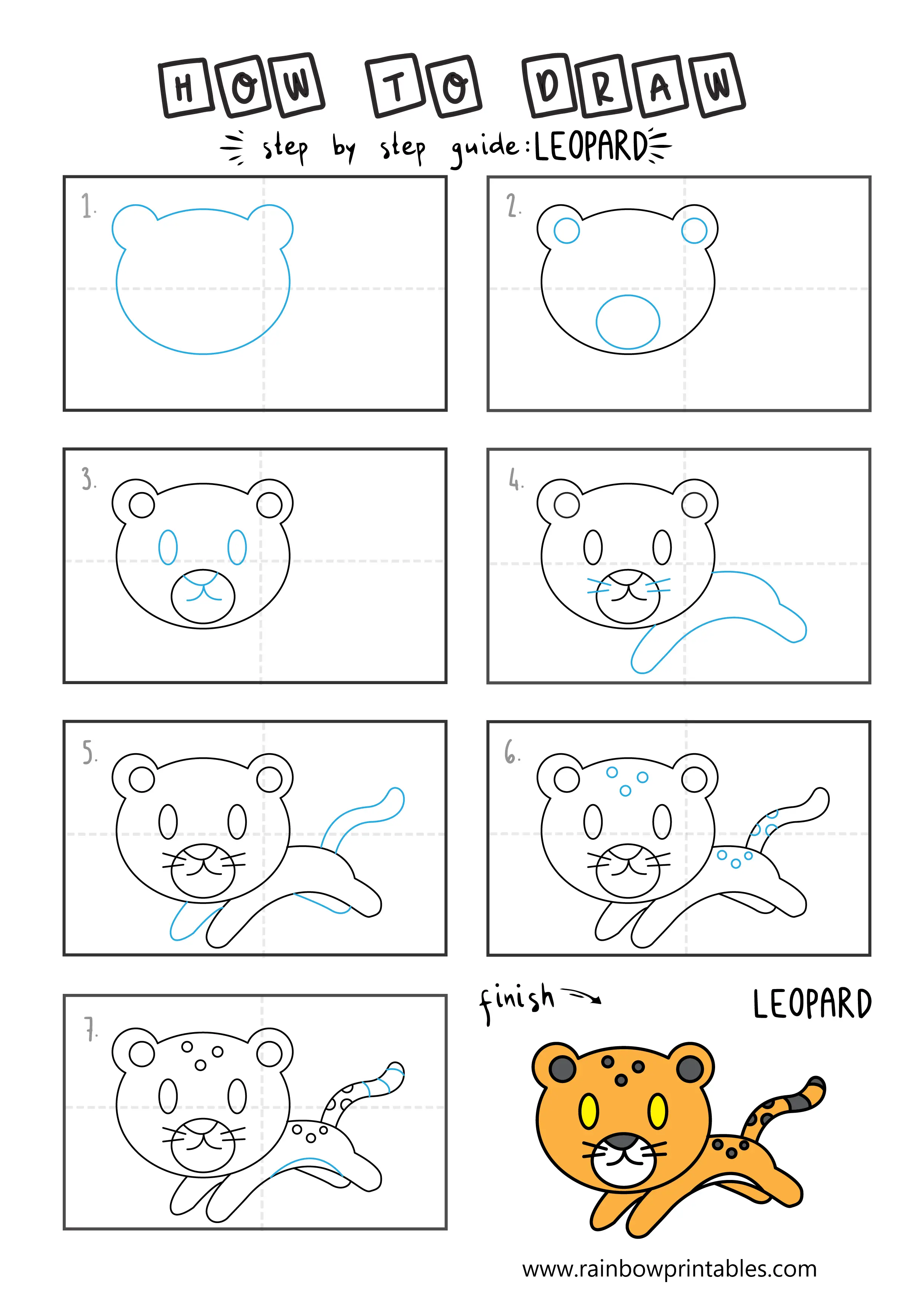 How To Draw a LEOPARD Easy Step By Step For Kids Illustration Art Ideas
