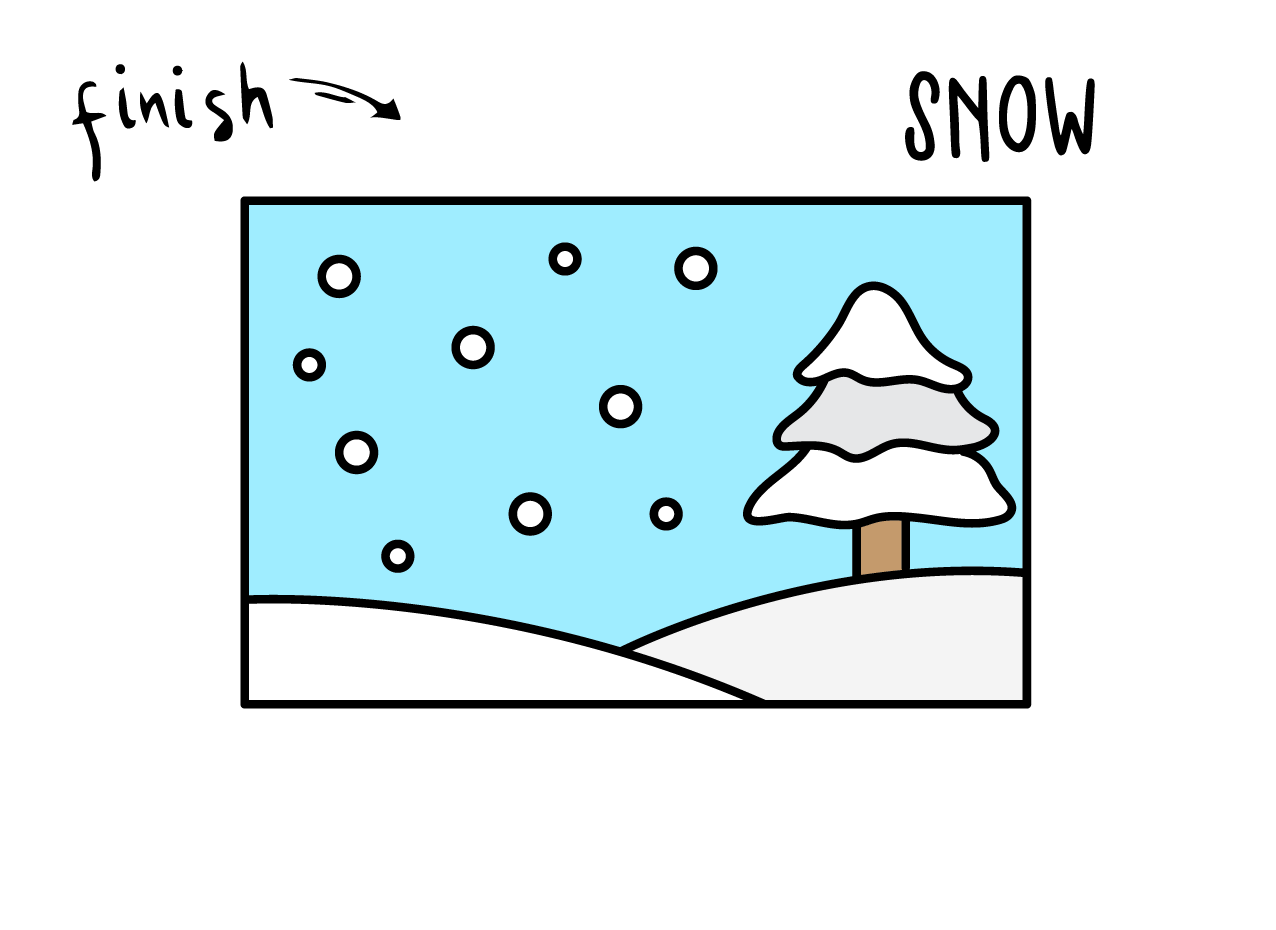 How To Draw a Cartoon Wintery Snow Scene (Art Drawing Tutorial For Kids