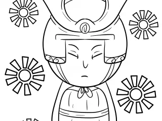 Japanese Kokeshi KIMMIDOLL Coloring Pages