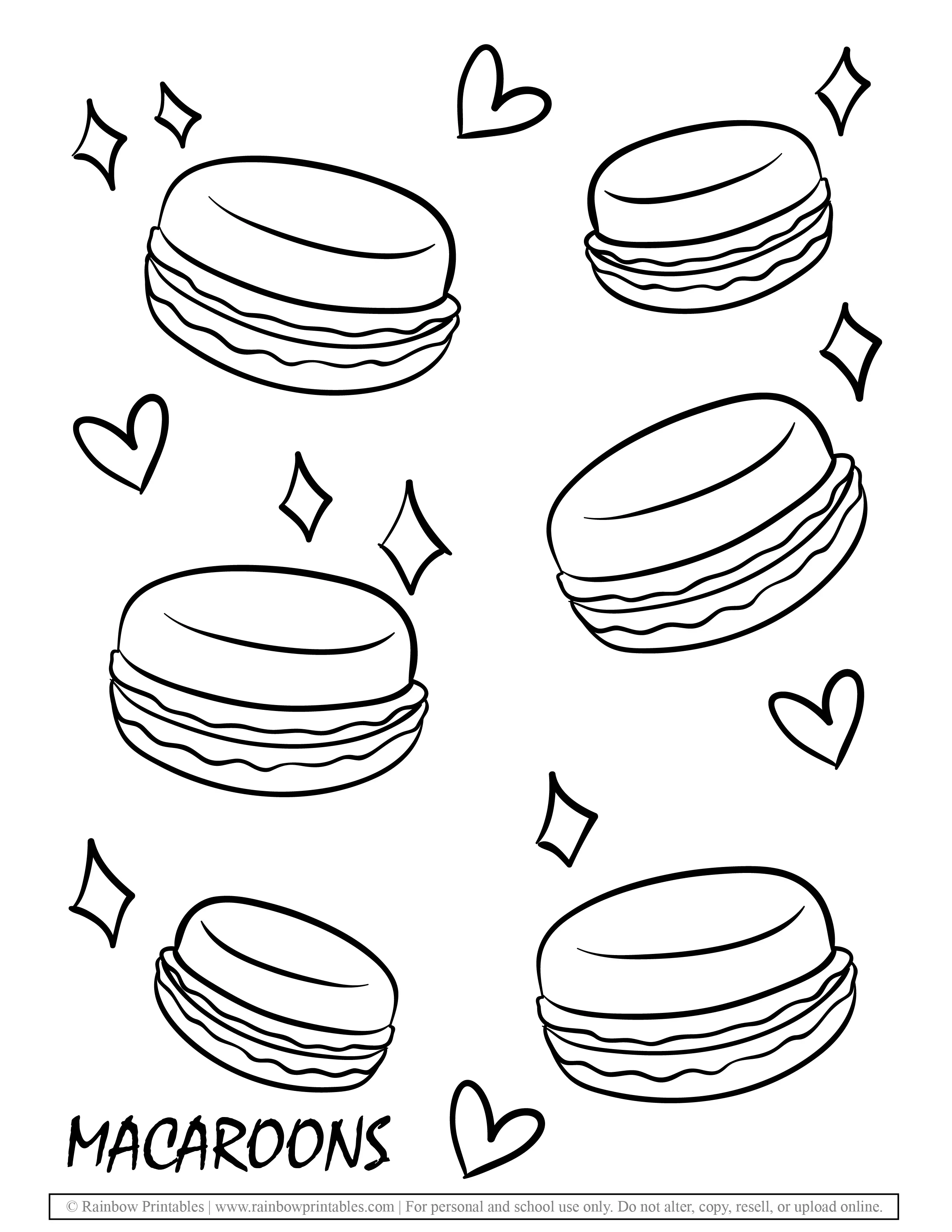 MACAROONS Flavor French Dessert Coloring Pages for Kids Yummy Delicious