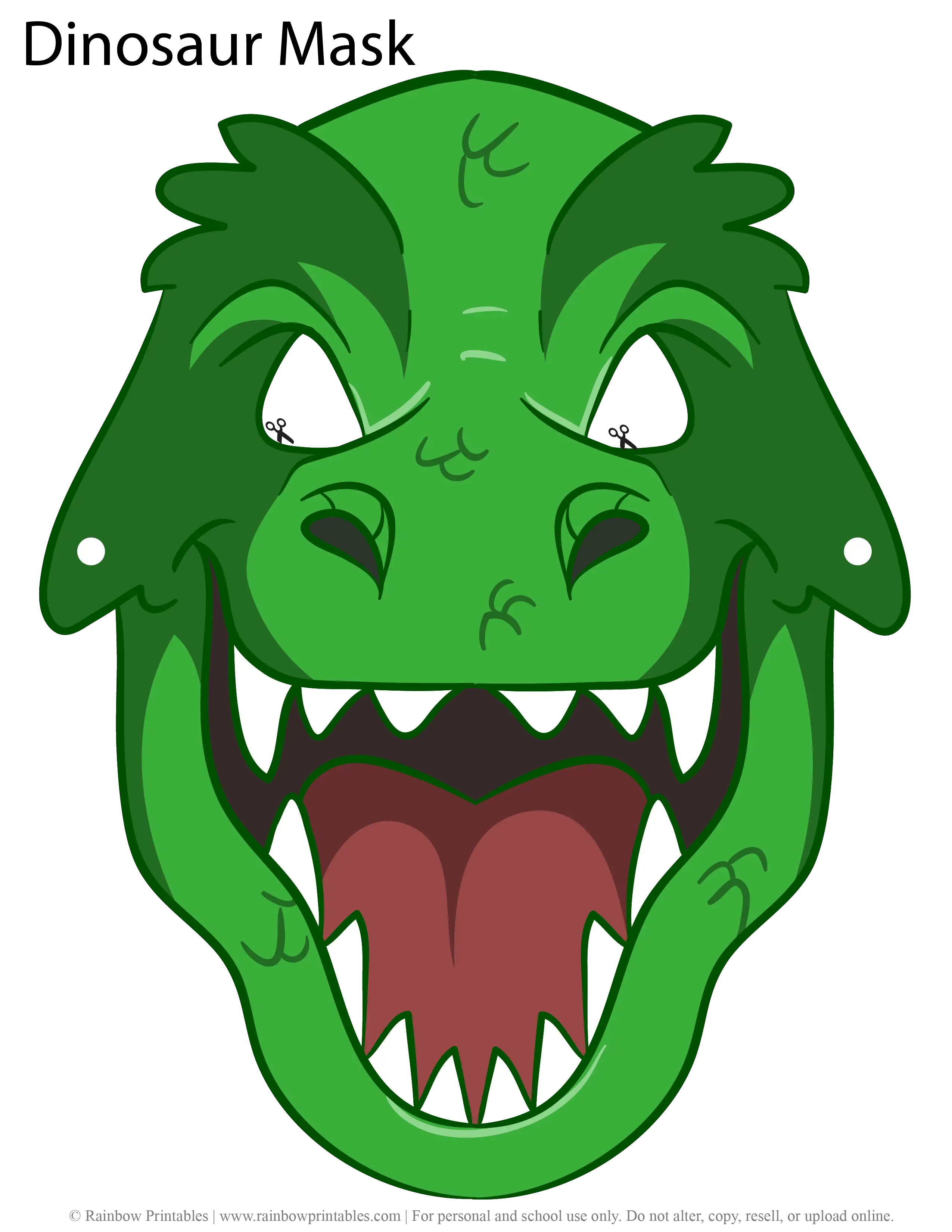 Free Dinosaur Pretend Masks (Tyrannosaurus Rex & Stegosaurus) Printables for Kids