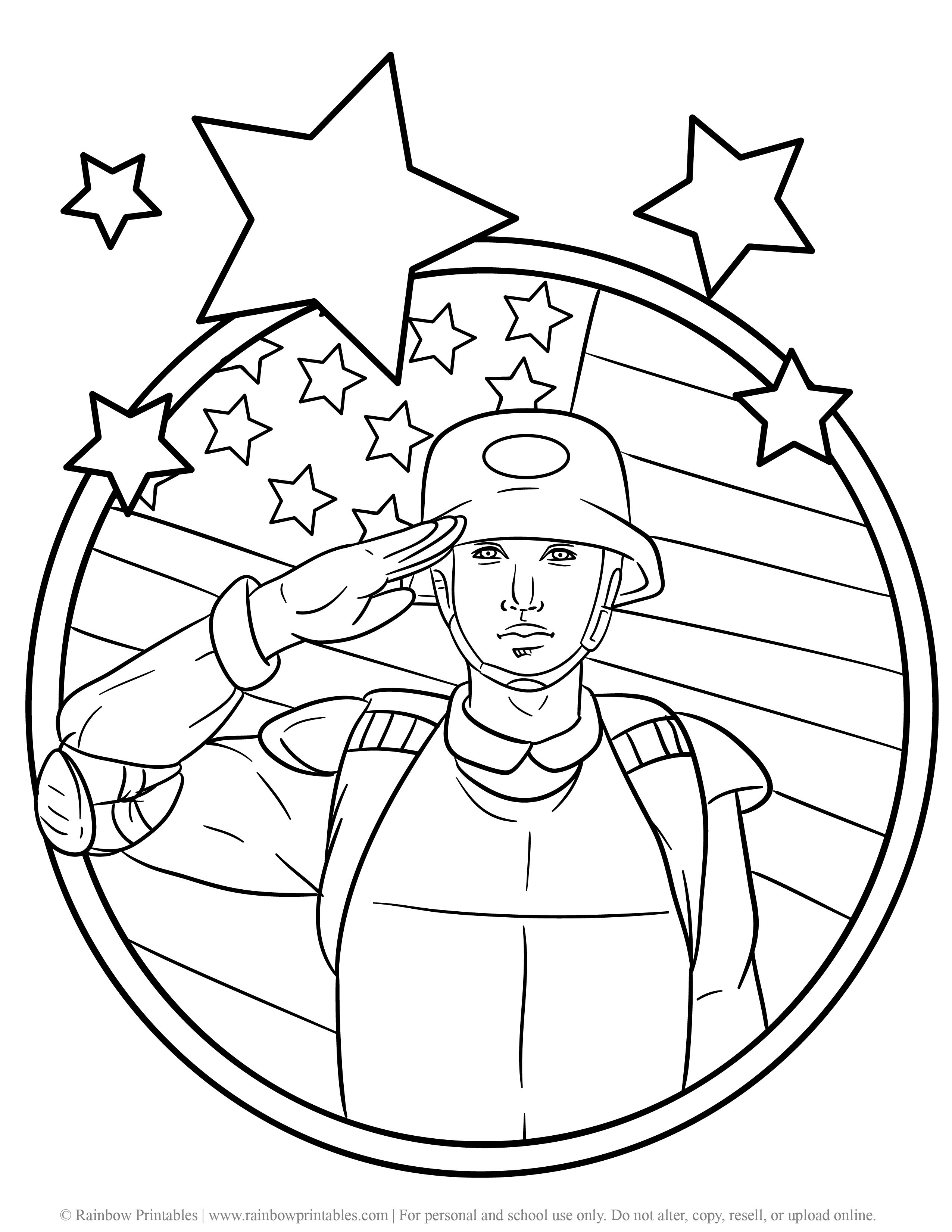 12 Free U.S. Military Army Soldier Coloring Pages for Kids - Rainbow ...