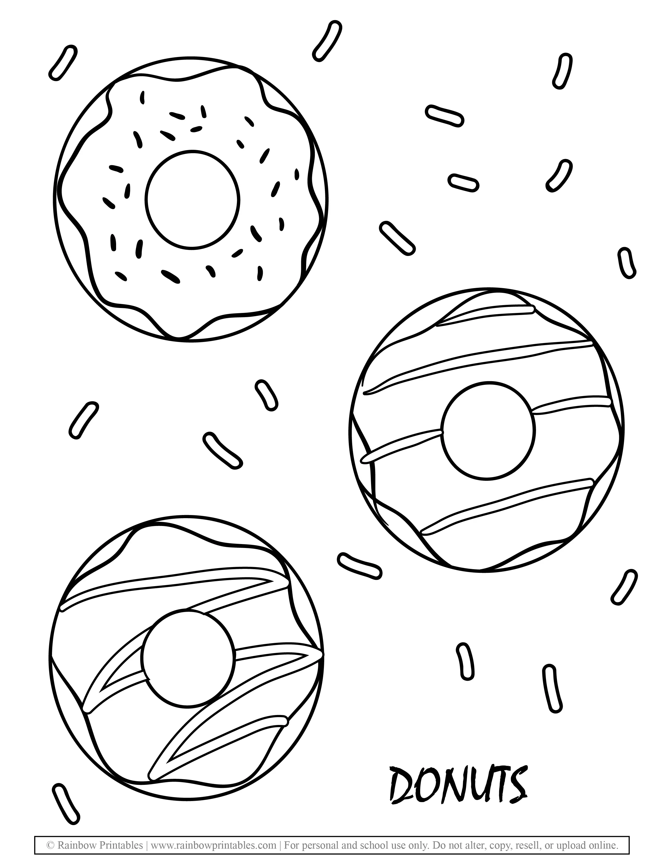 Yummy Donut Dessert American Sweetbread Coloring Pages for Kids Krispy Kreme